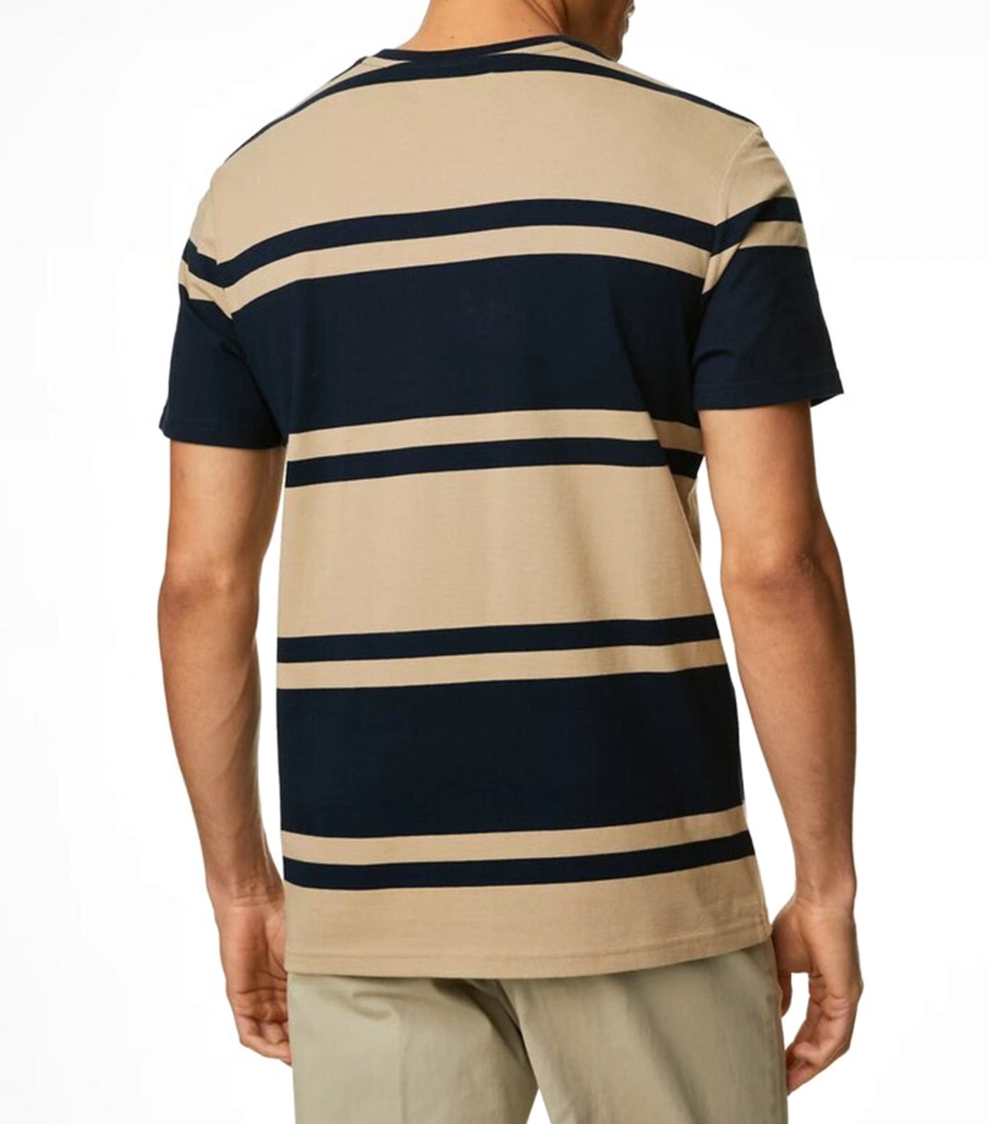 Pure Cotton Color Block Striped T-Shirt Navy Mix