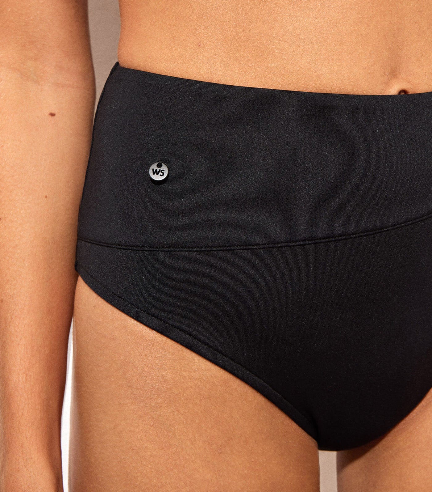 Crossed High Bikini Bottom Black