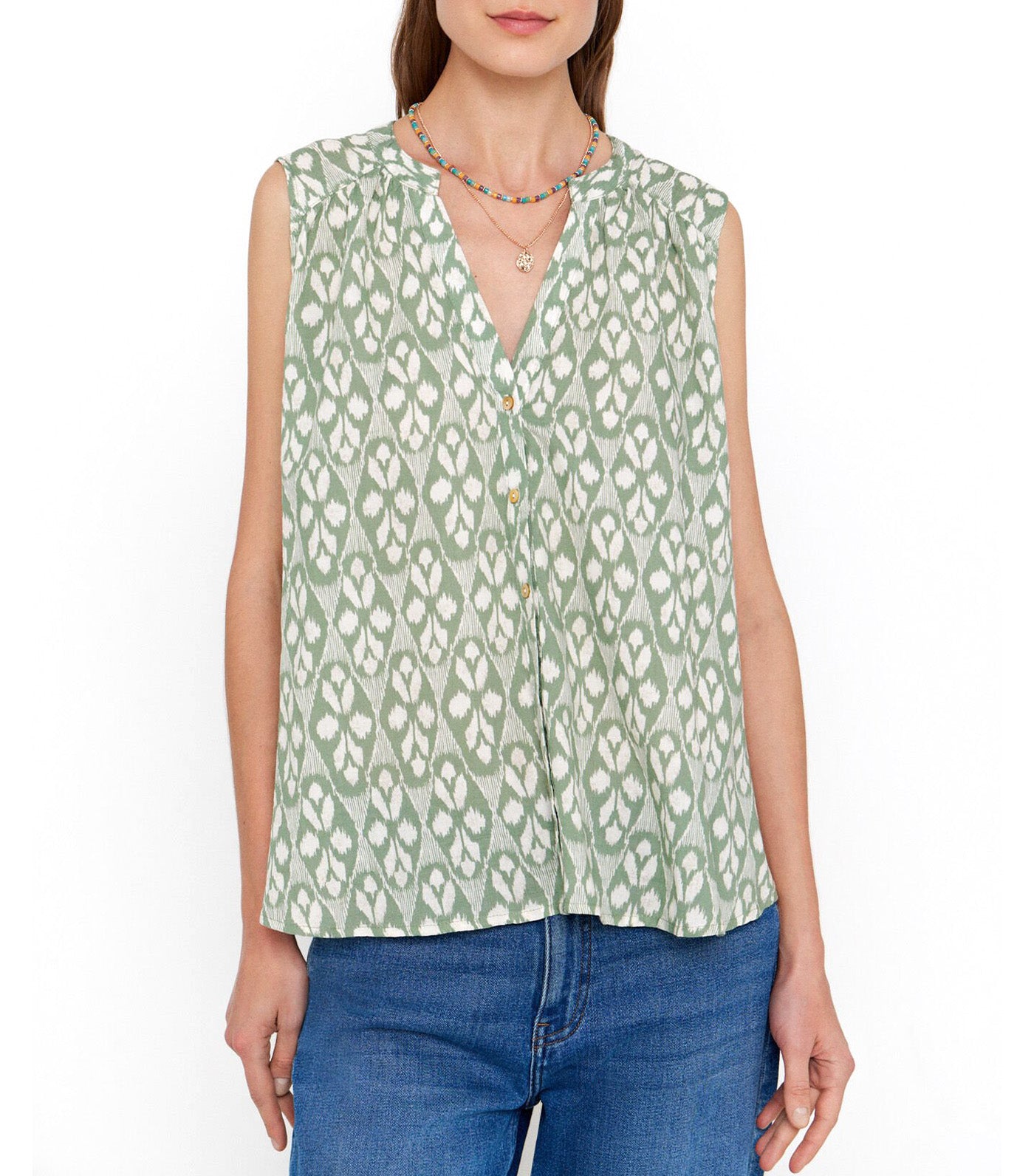 Cotton Printed Shirt Green