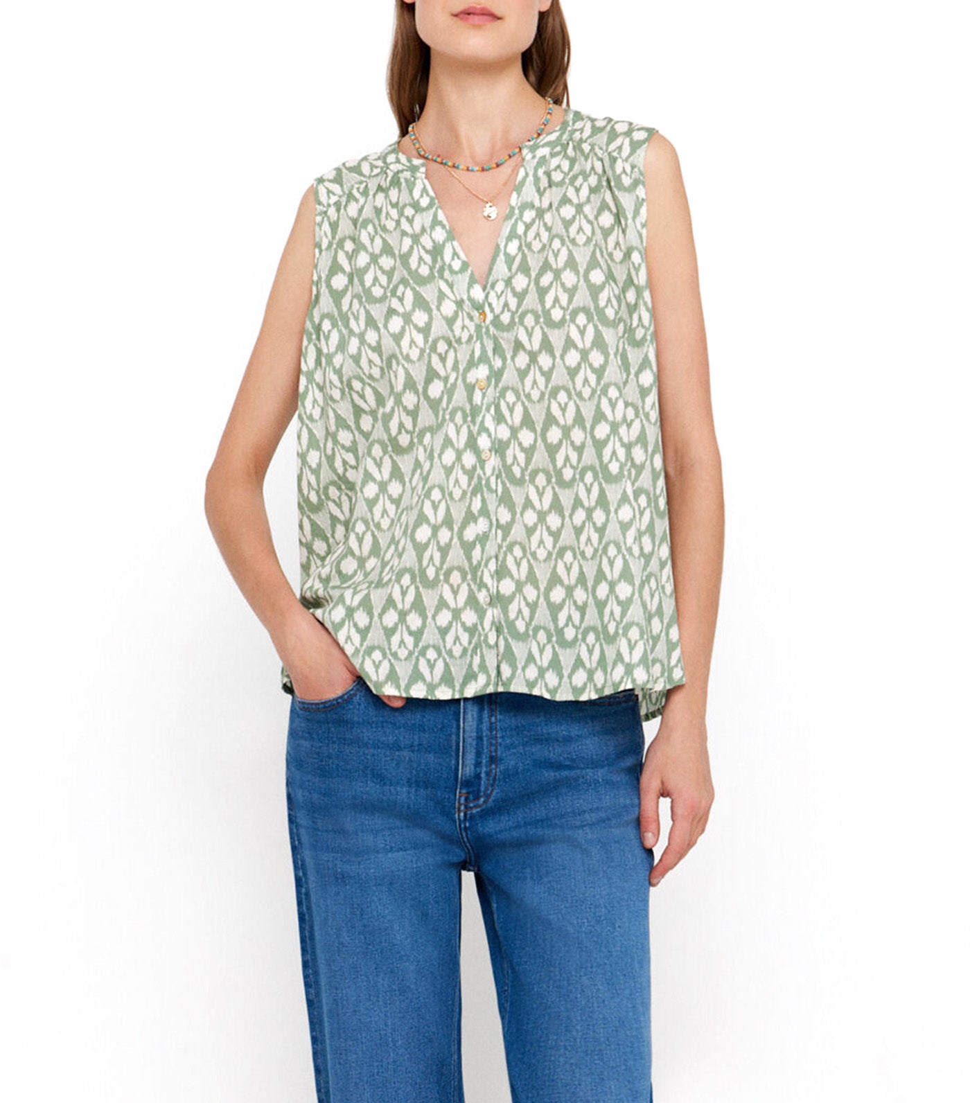 Cotton Printed Shirt Green