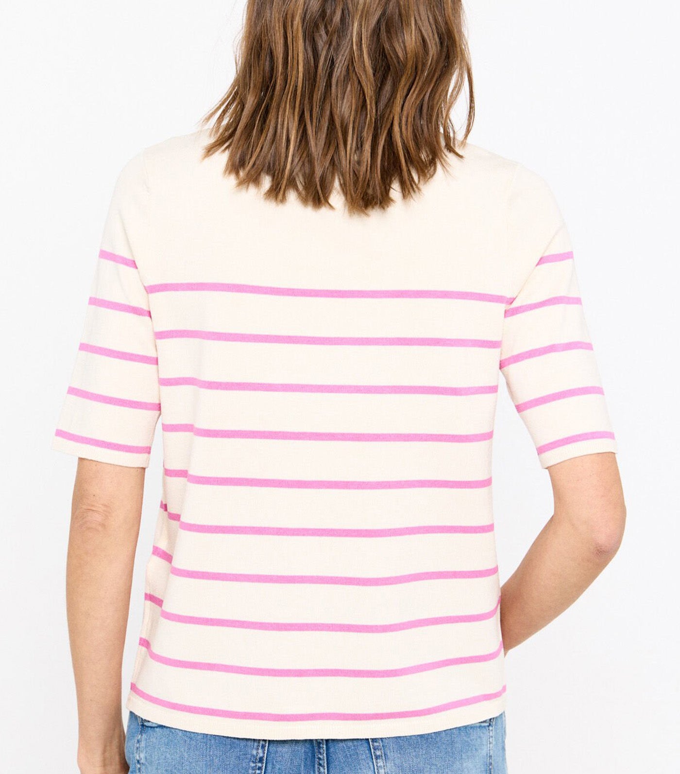 Striped Short Sleeve Sweater Purple