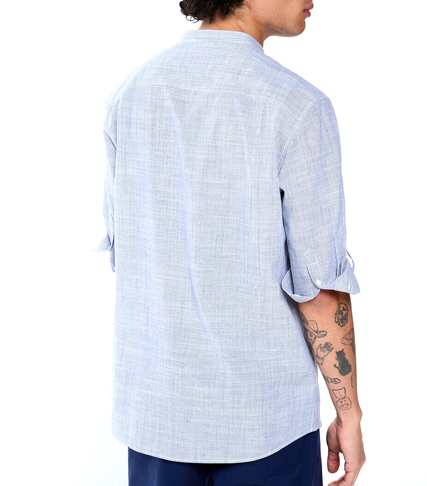 Striped 3/4 Sleeve Shirt
 Blue