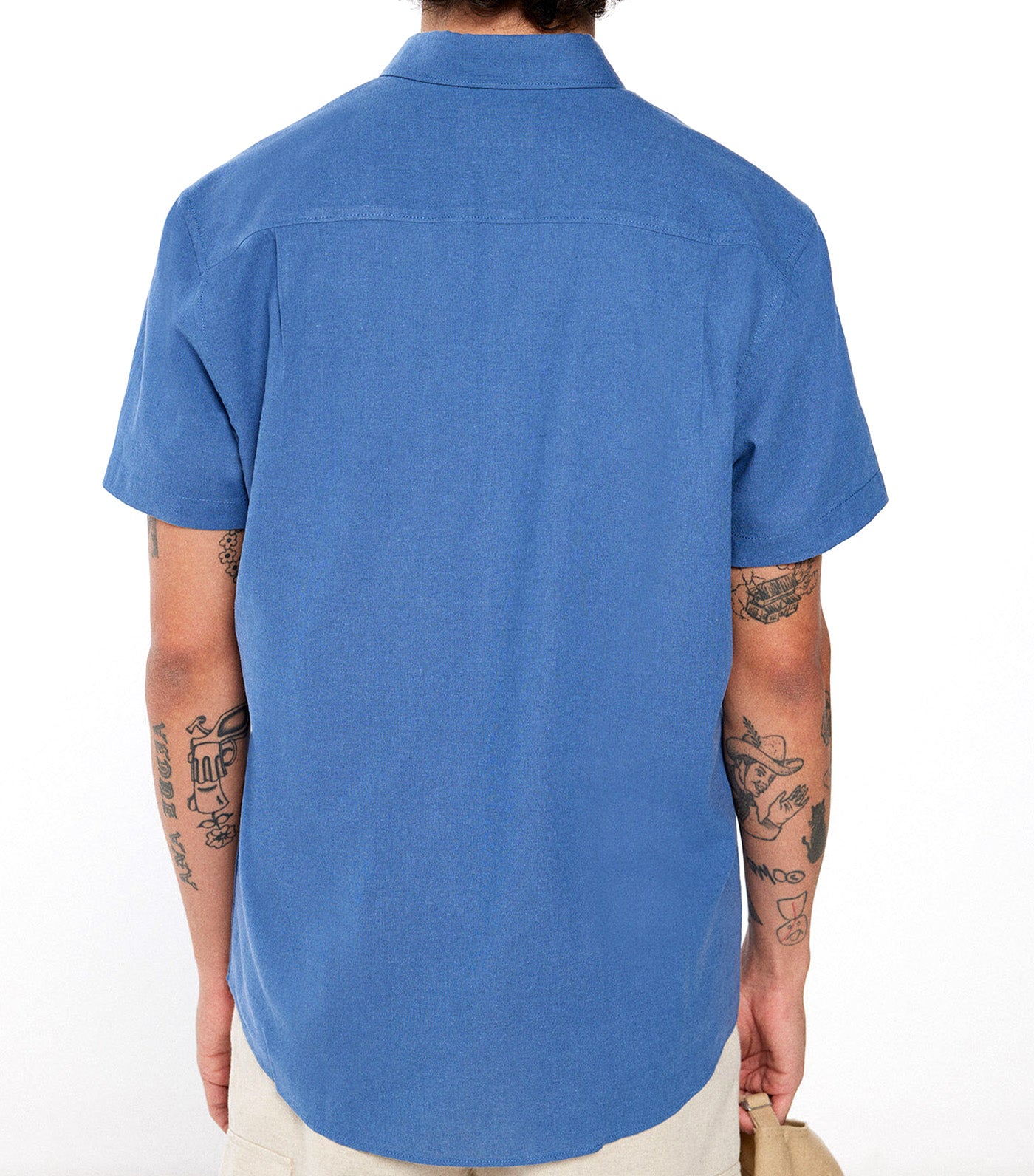 Short Sleeve Linen Shirt
 Blue