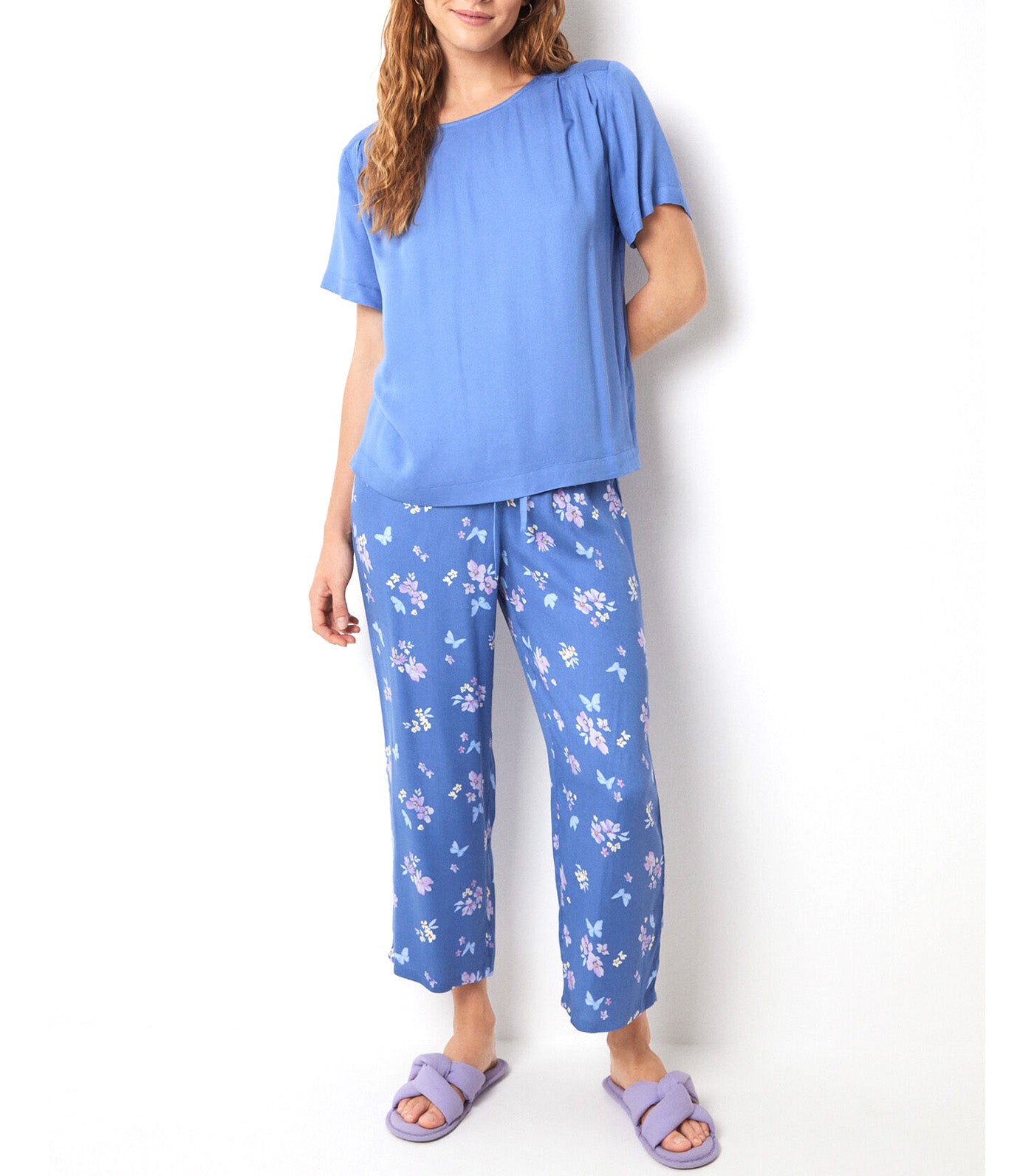 Capri Soft Touch Butterfly Print Pajamas Blue