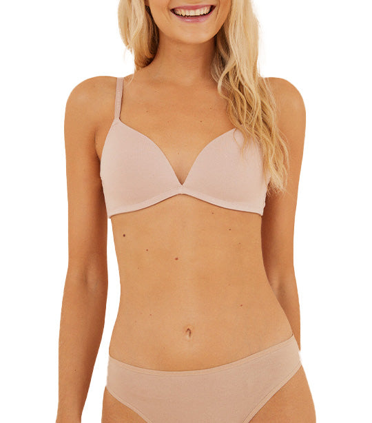 Charming Cotton Triangle Bra Tan