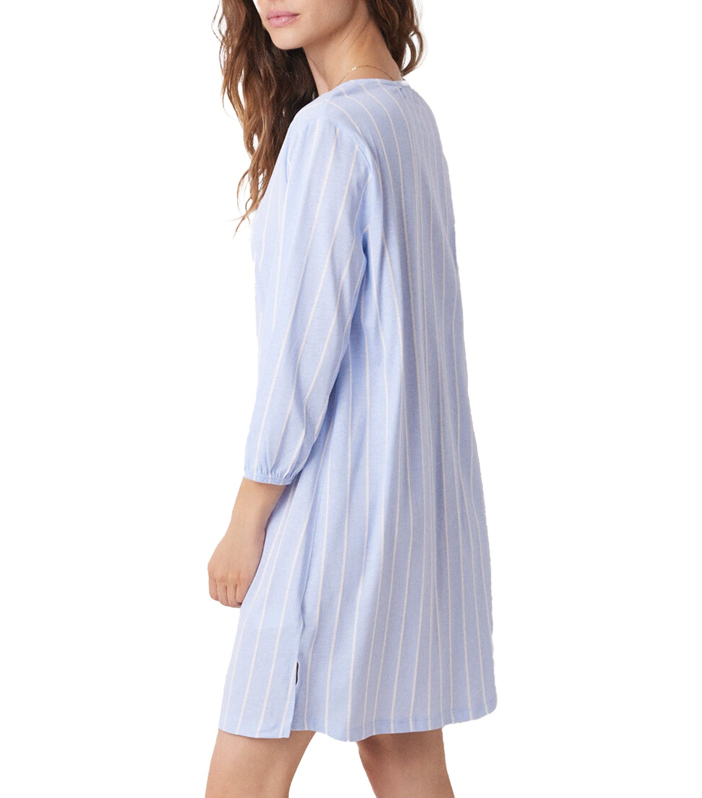 Short Nightgown Striped Print Blue