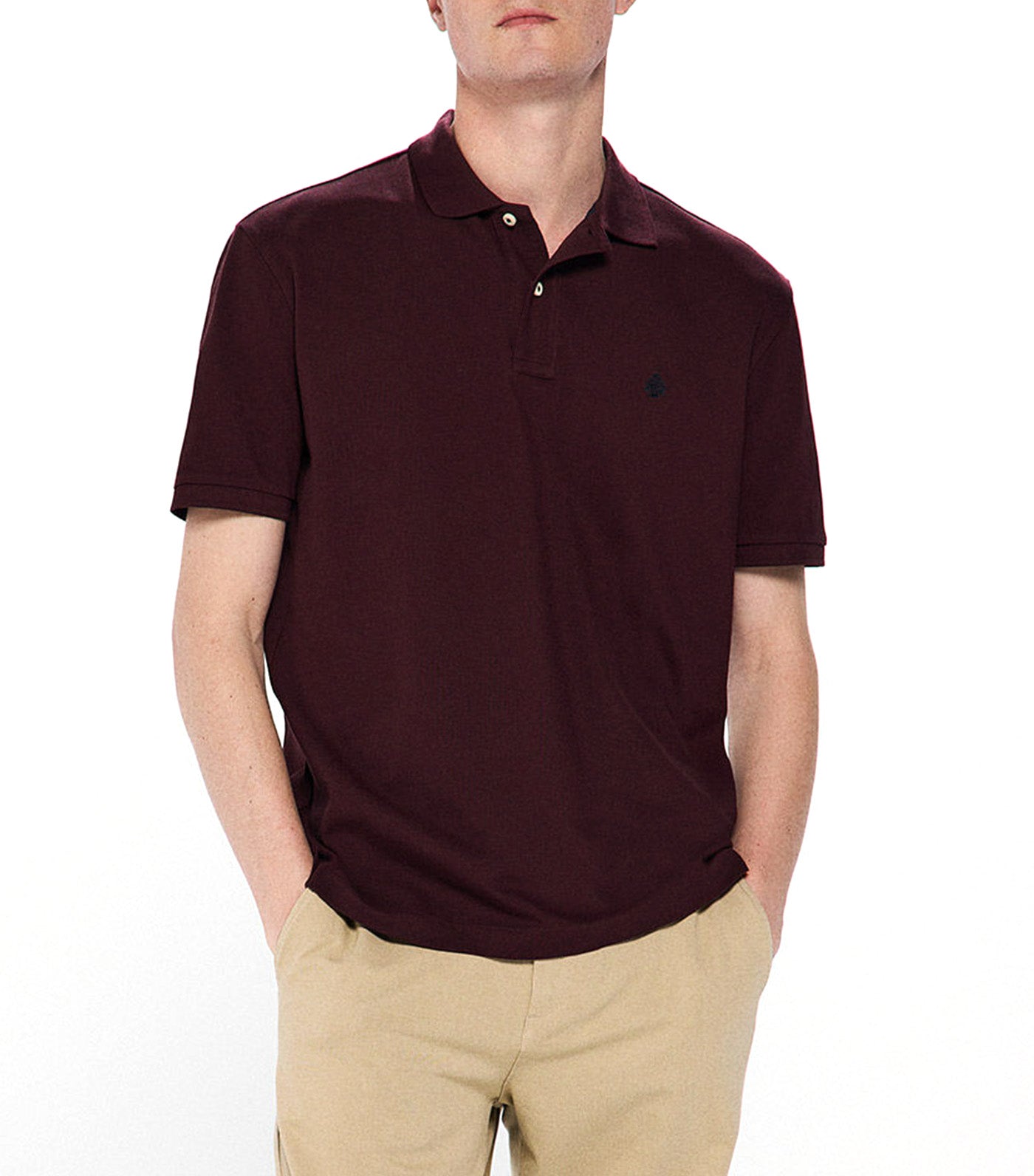 Regular Fit Basic Piqué Polo Maroon