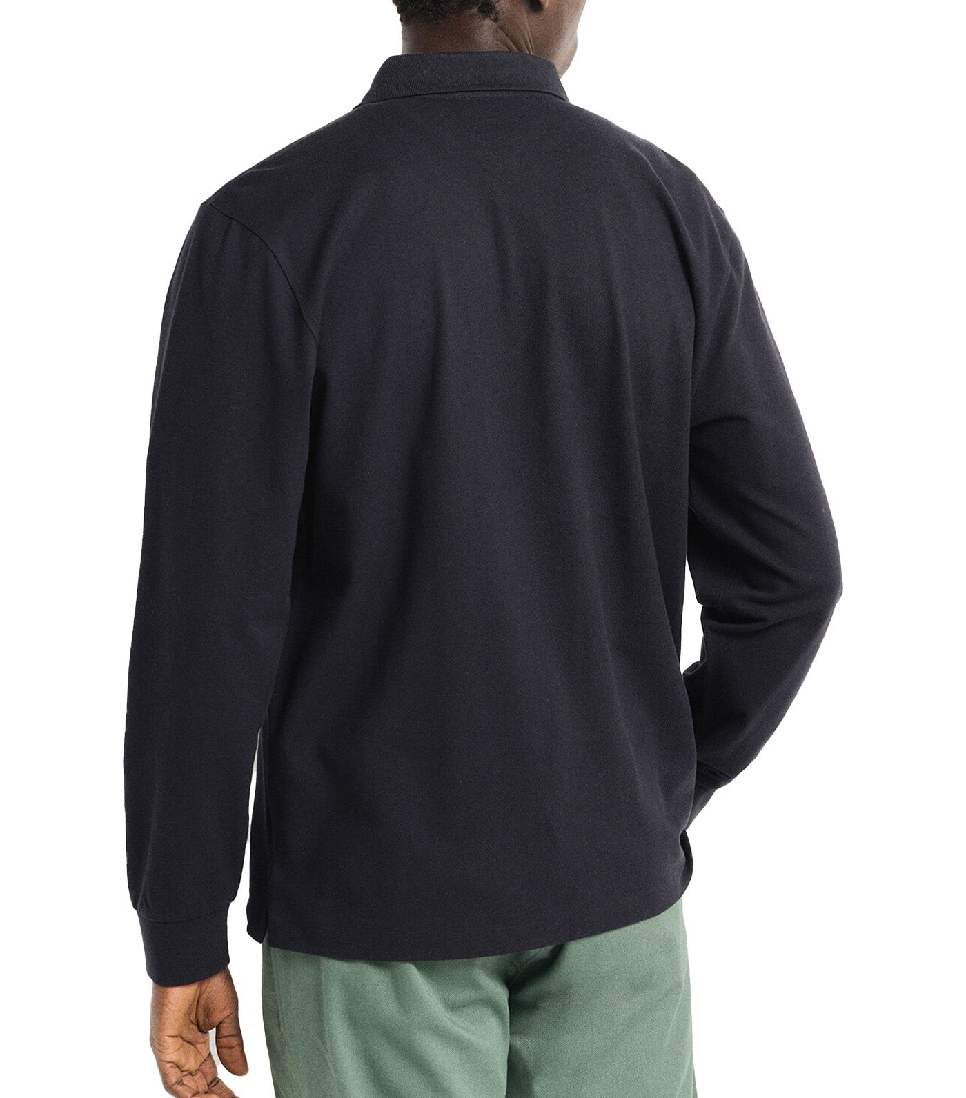 Long Sleeve Basic Polo Shirt Dark Blue