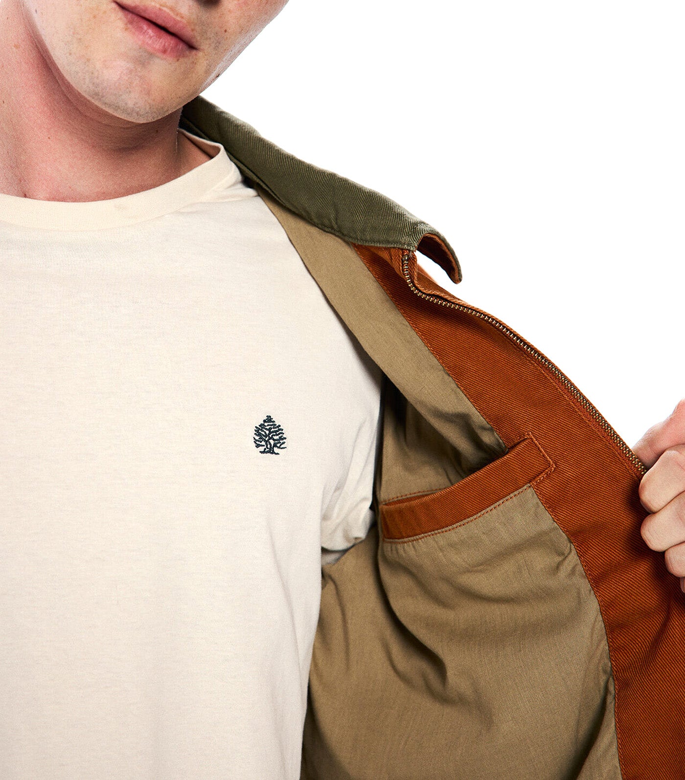 Contrast Washed Cotton Jacket Orange