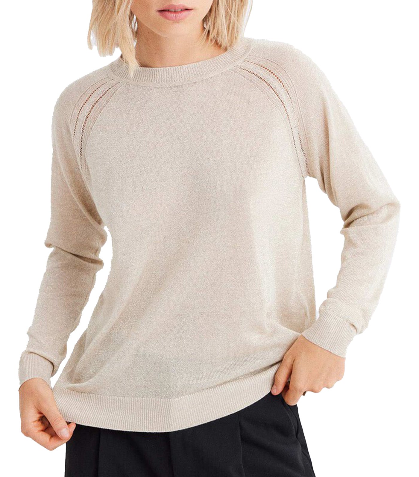 Lurex Viscose Jumper Beige