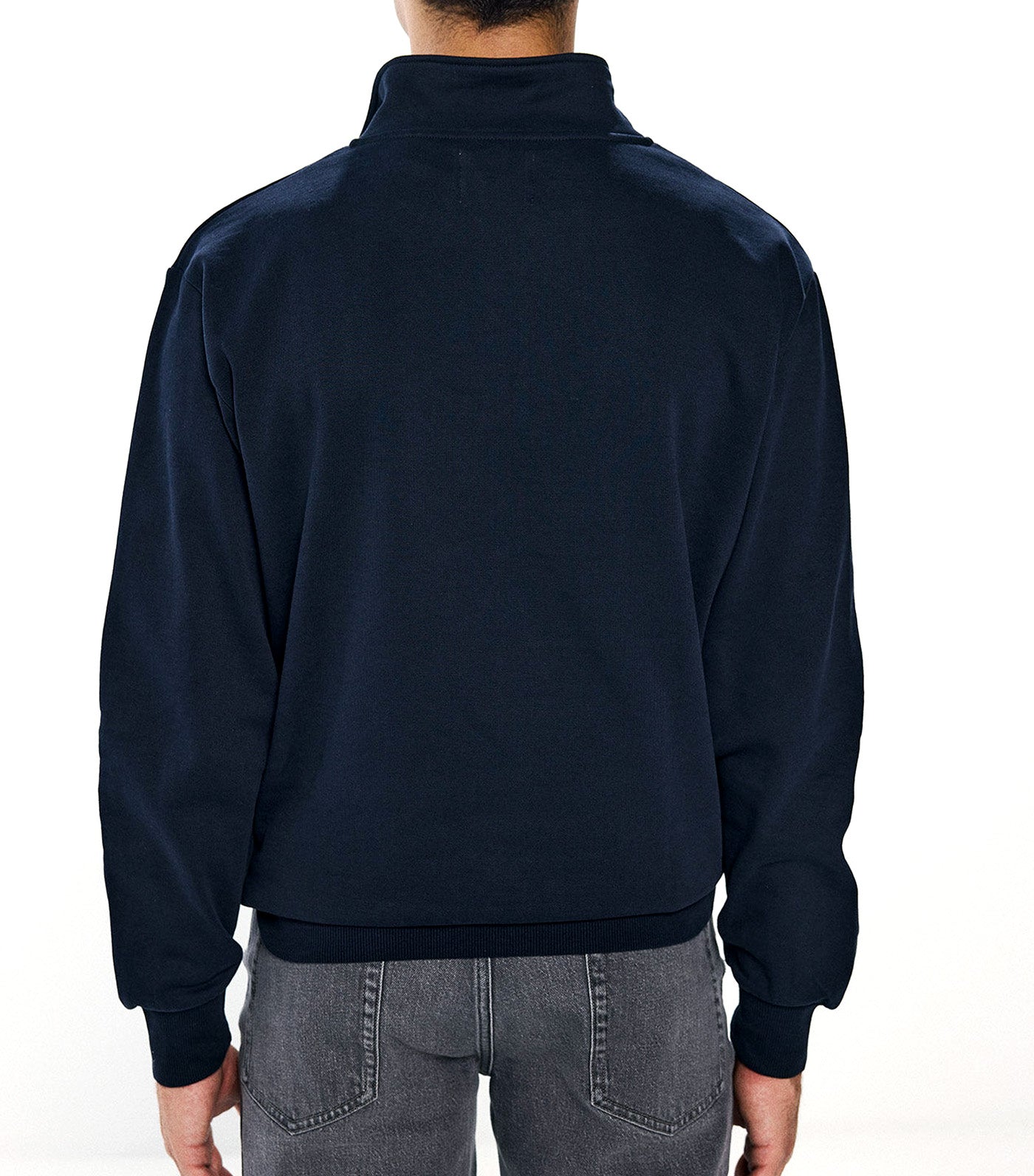 Basic Trucker Neck Sweatshirt Dark Blue