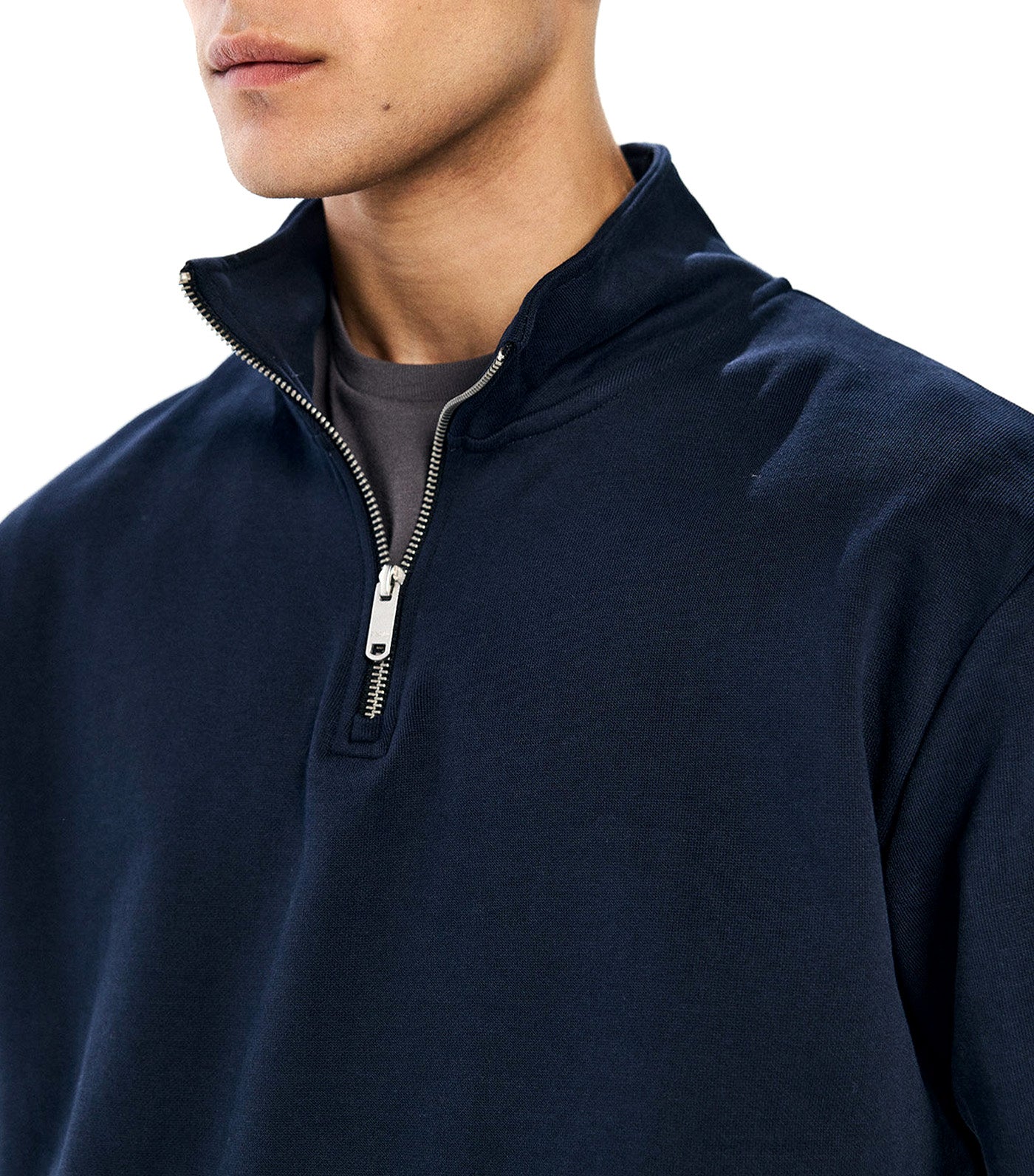 Basic Trucker Neck Sweatshirt Dark Blue