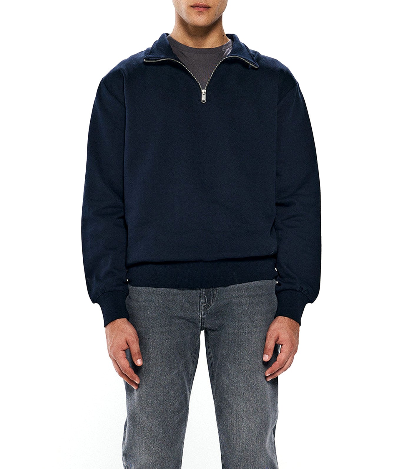 Basic Trucker Neck Sweatshirt Dark Blue