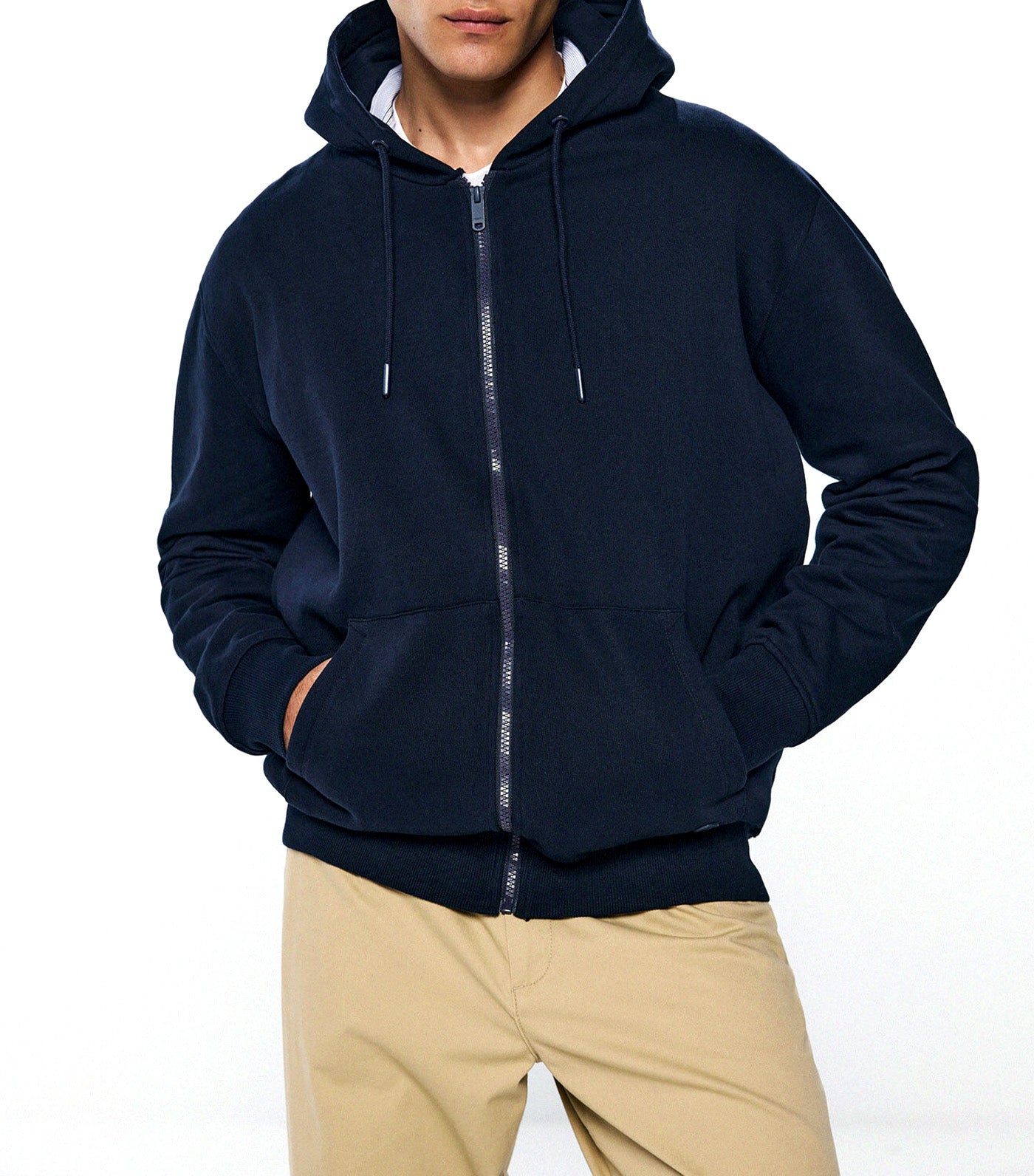 Essential Zip-Up Hoodie Dark Blue