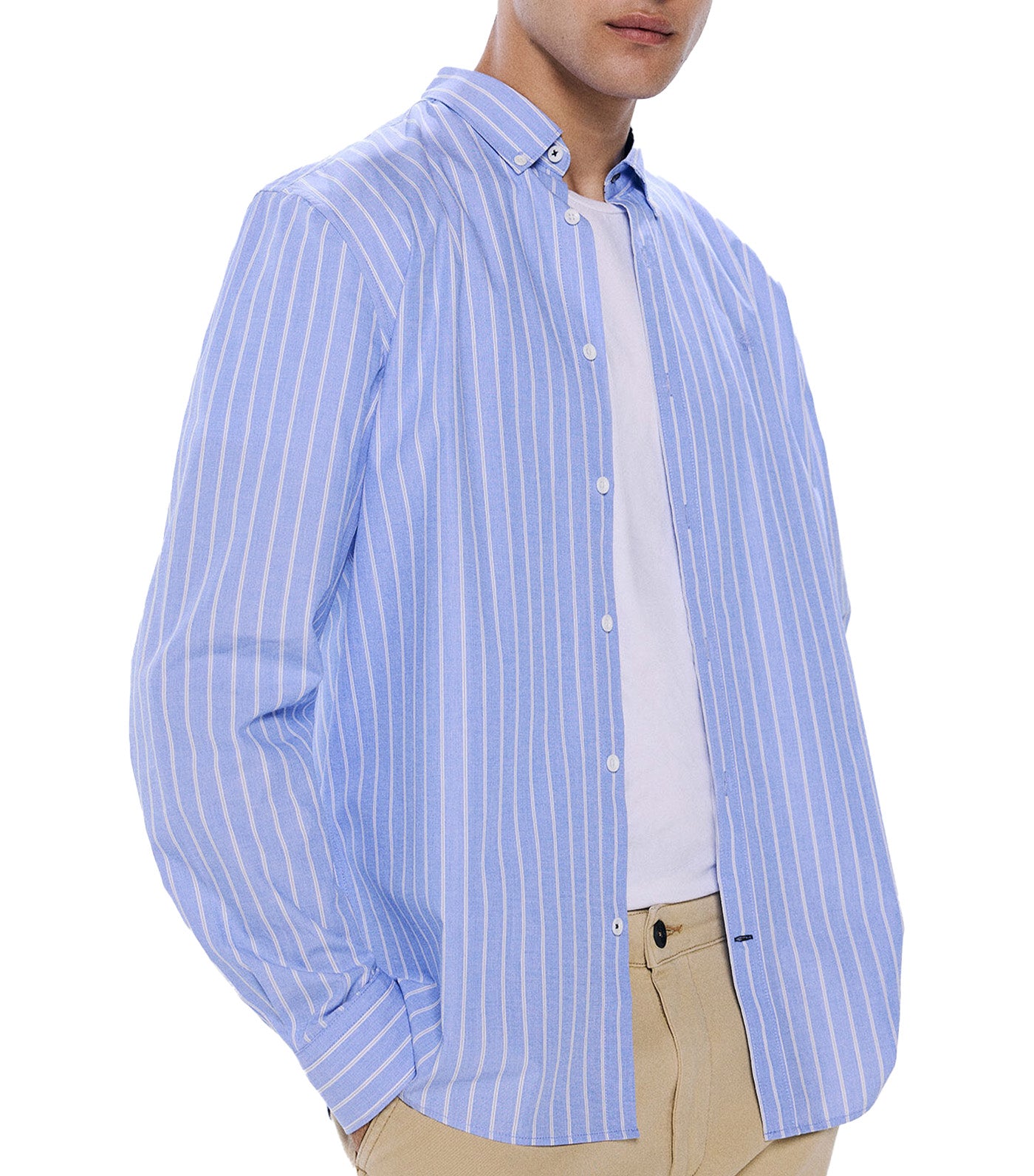 Striped Poplin Shirt Blue