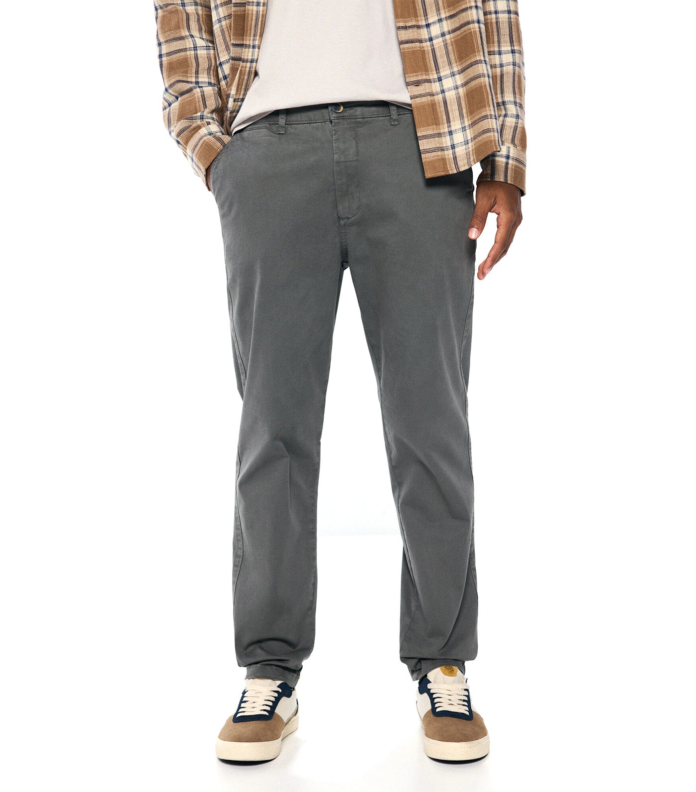 Relaxed Fit Washed Color Chino Pants
 Gray