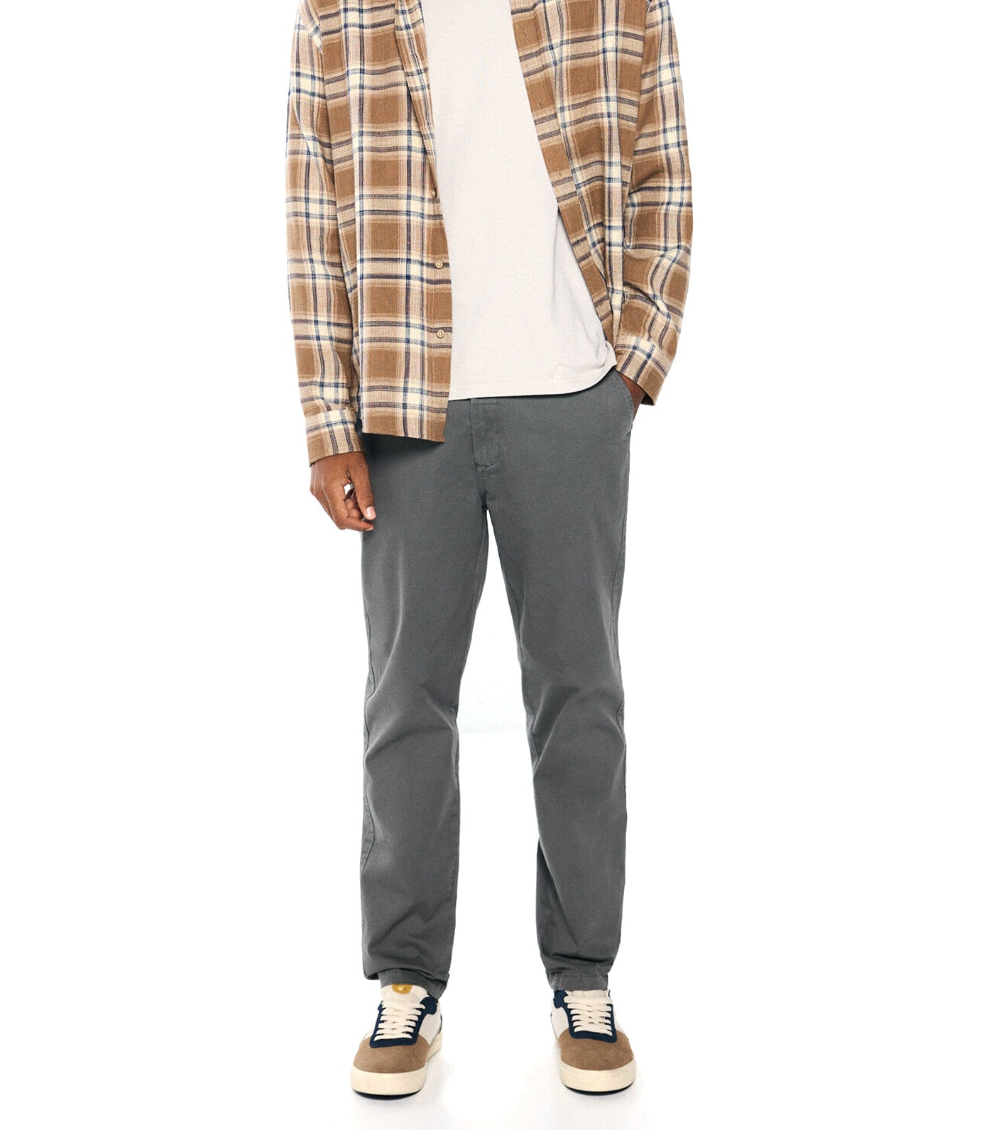 Relaxed Fit Washed Color Chino Pants
 Gray