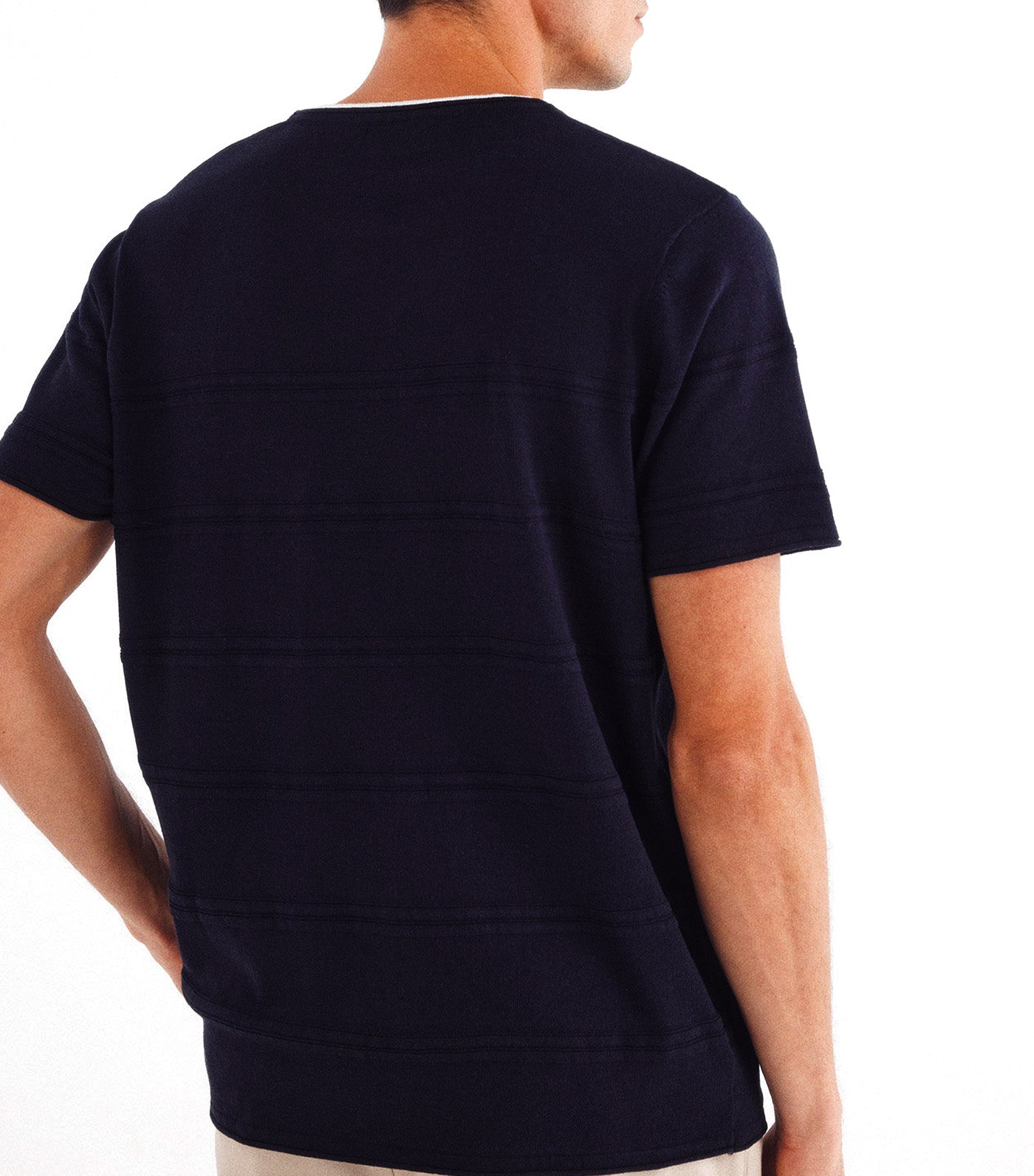 Short Sleeve Textured Jumper Navy