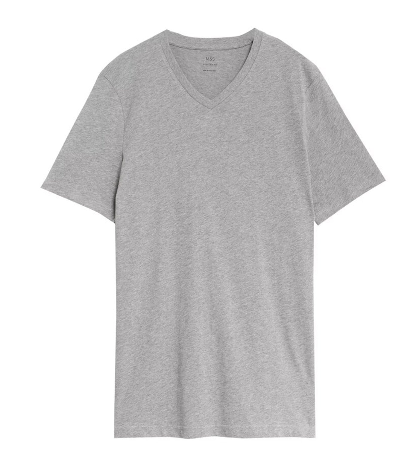 Pure Cotton V-Neck T-Shirt Gray Marl