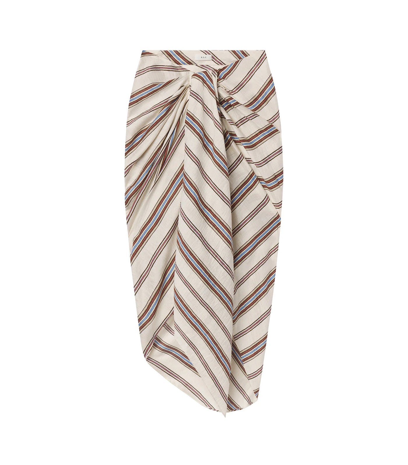 Rhodes Striped Linen Midi Skirt Panna Multi