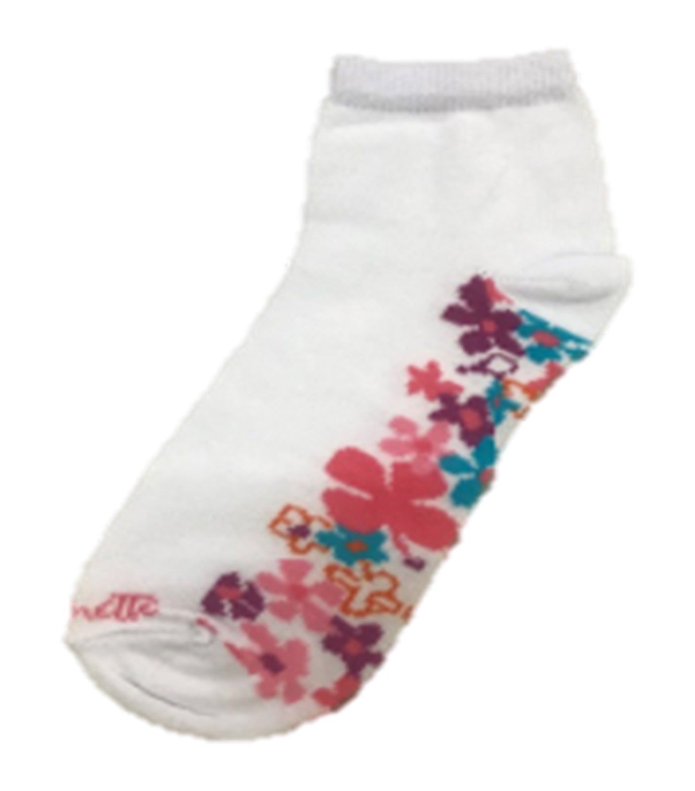 Ankle Socks with Floral Sole Set of 3 White with Pattern