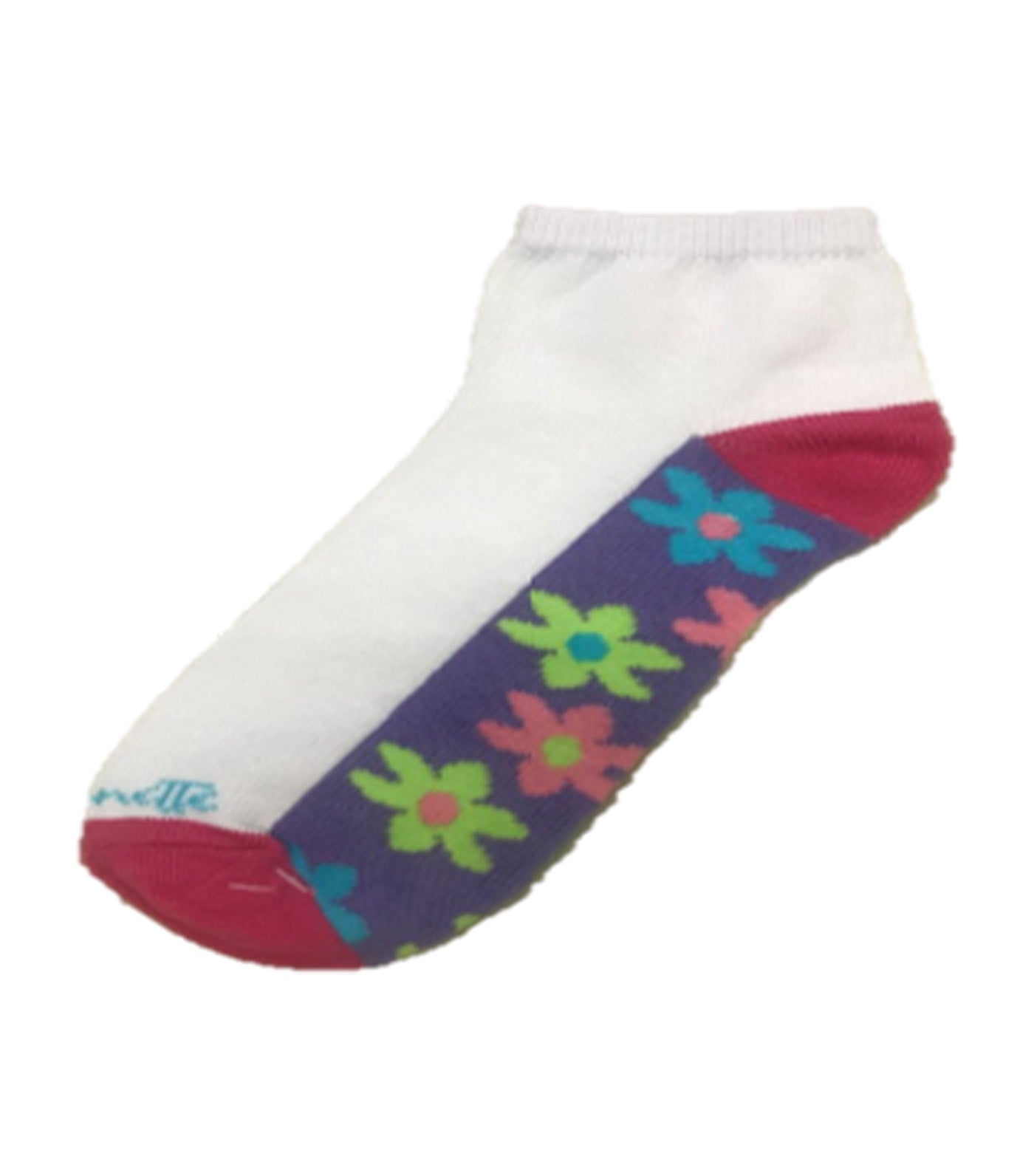 Ankle Socks Floral Embroidered Set of 3 White with Pattern