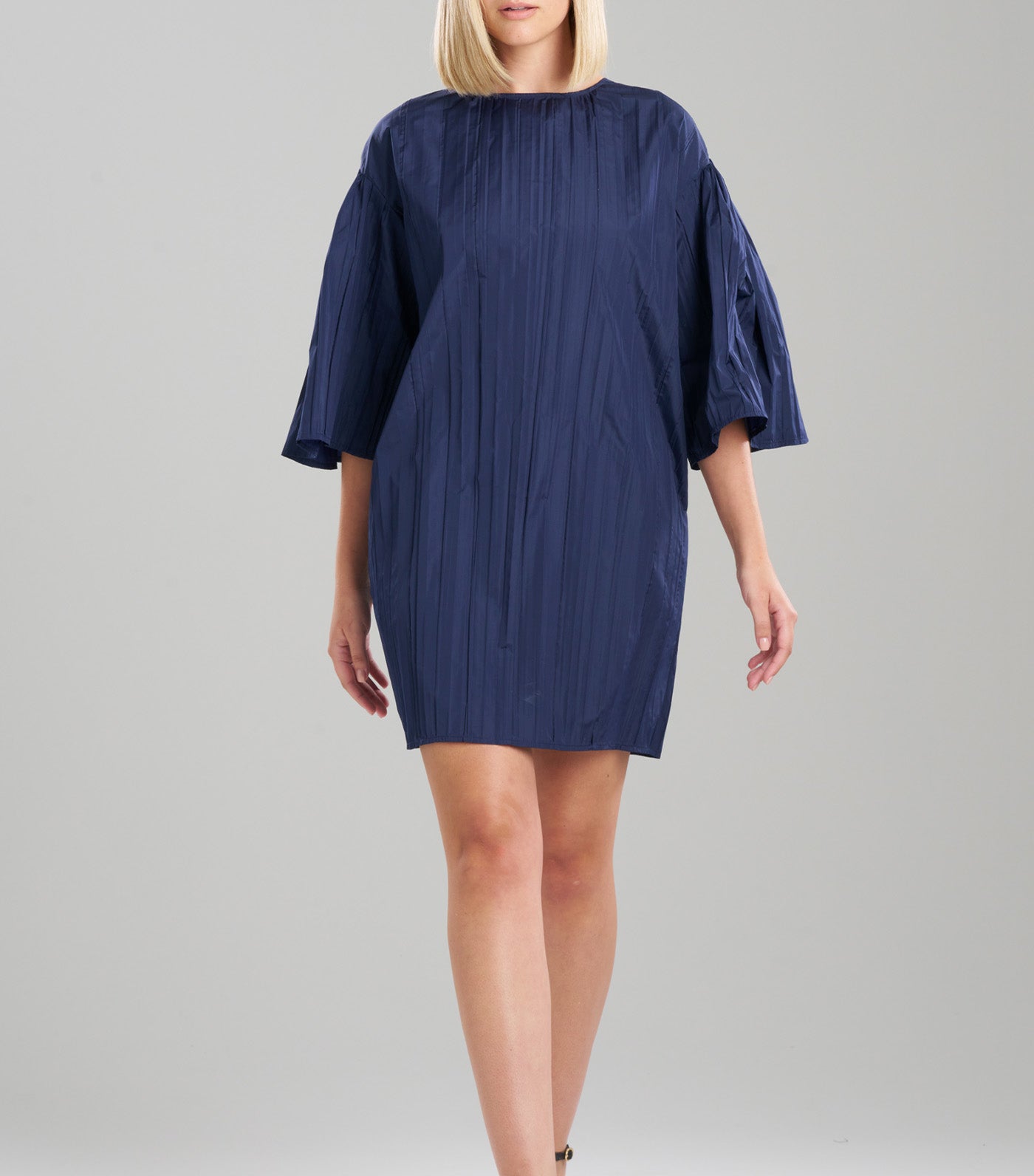 Taffeta Plisse Dress Midnight Navy