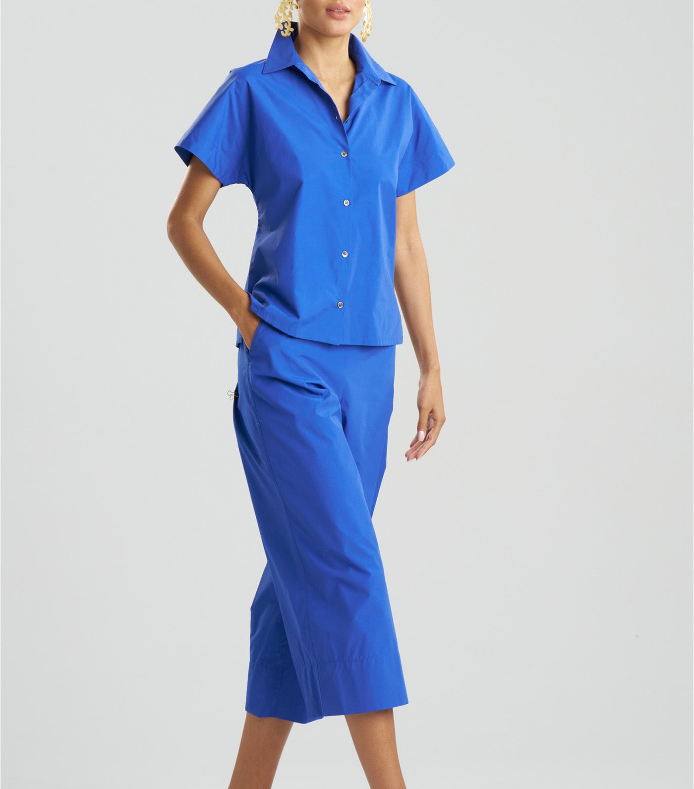 Techno Poplin Shirt Cobalt