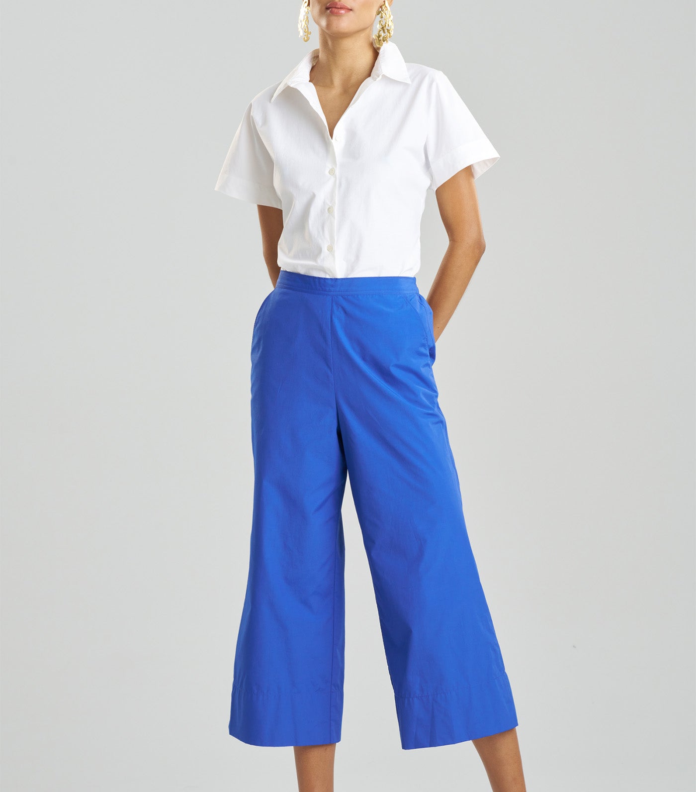 Techno Poplin Cropped Pants Cobalt