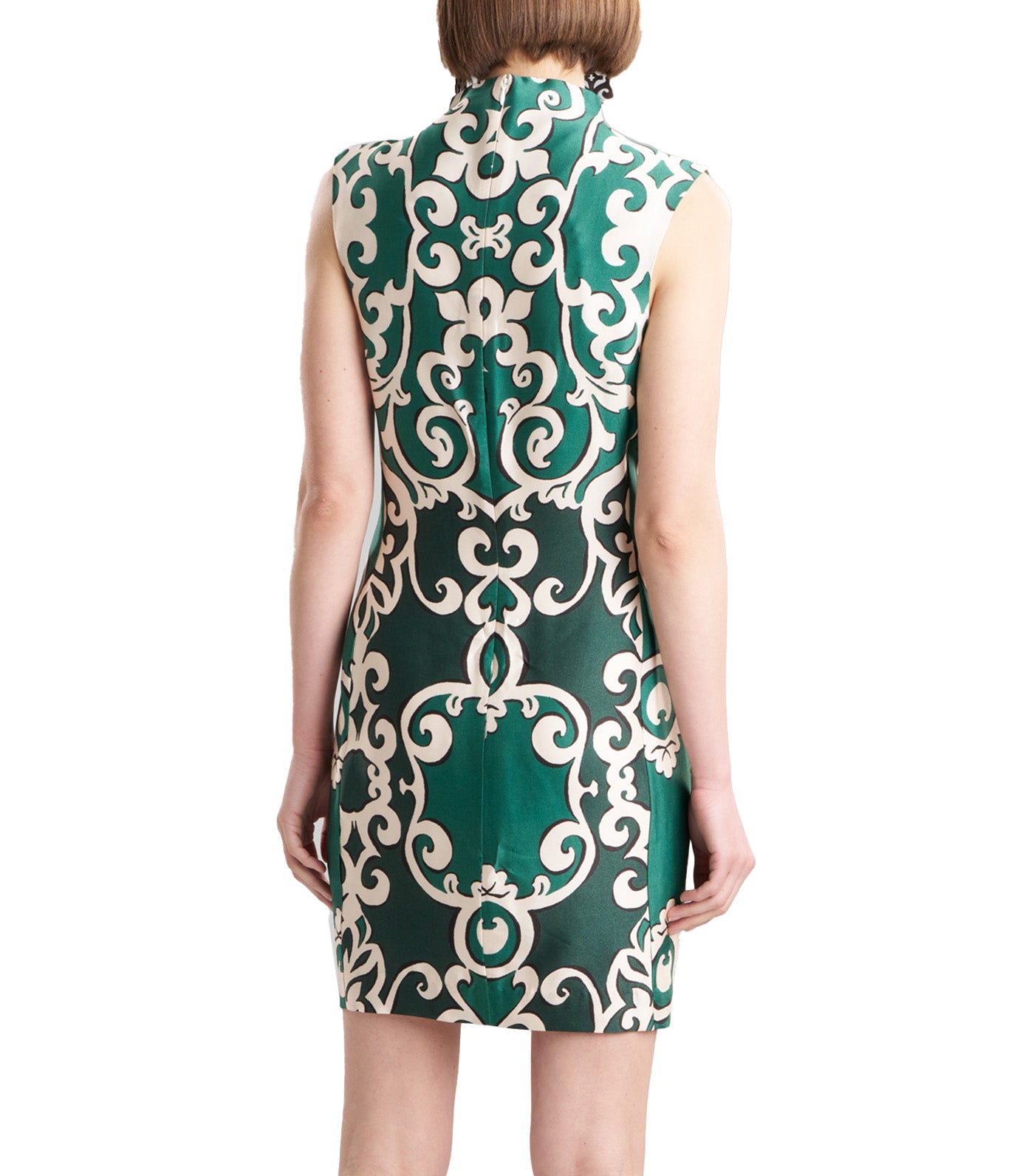 Leticia Printed Crepe Sheath Dress Tile Green