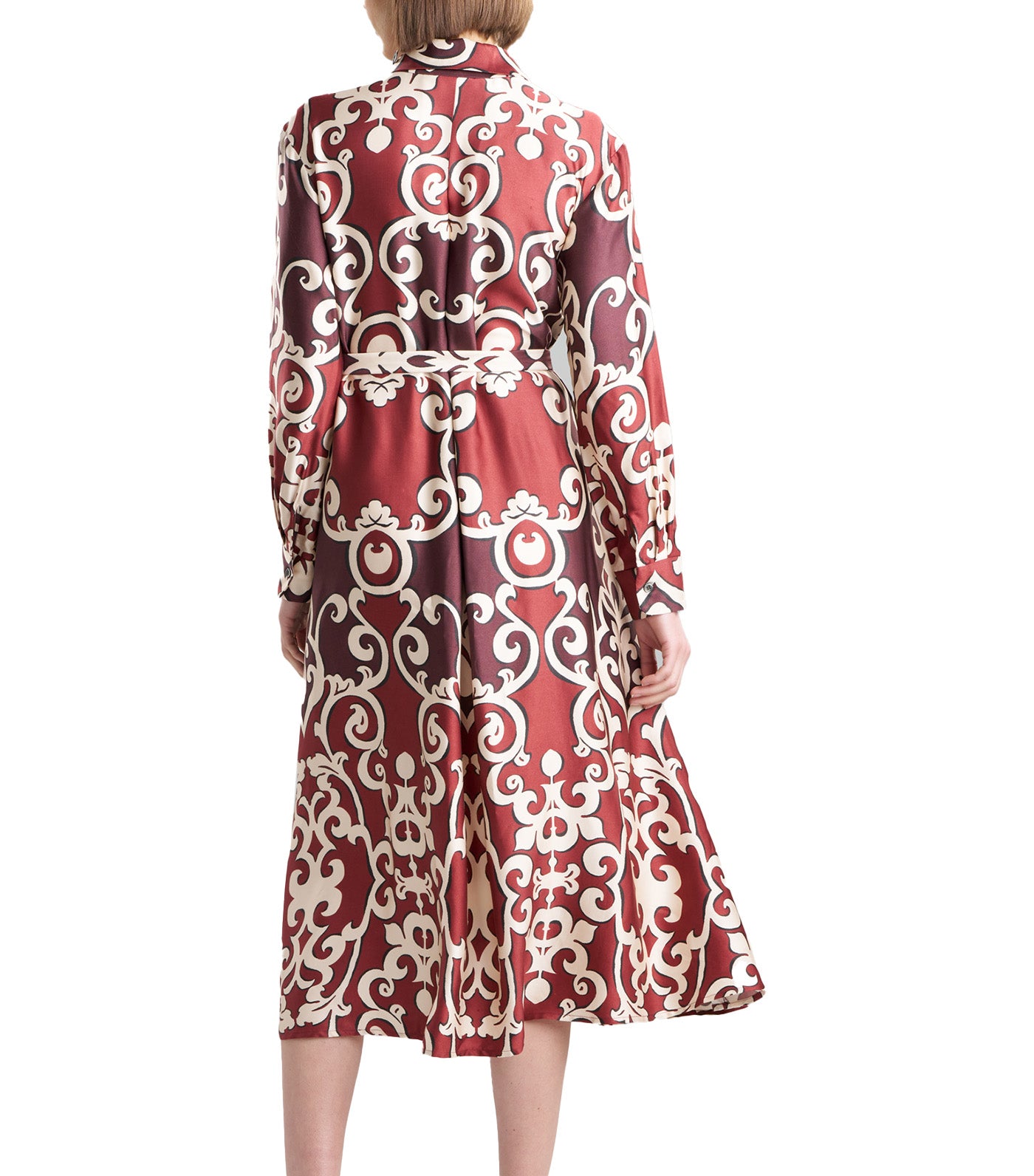 Leticia Printed Crepe Shirtdress Brick