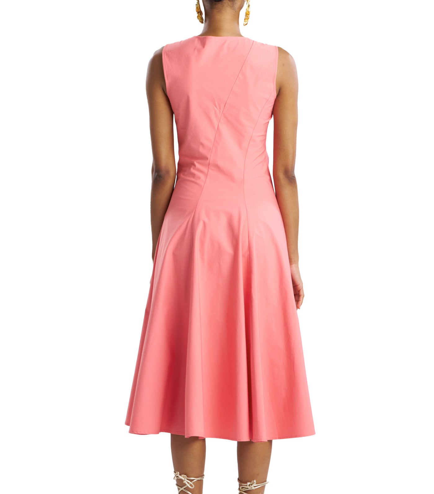 Tech Cotton Taffeta Asymmetrical Seam Dress Flamingo Pink