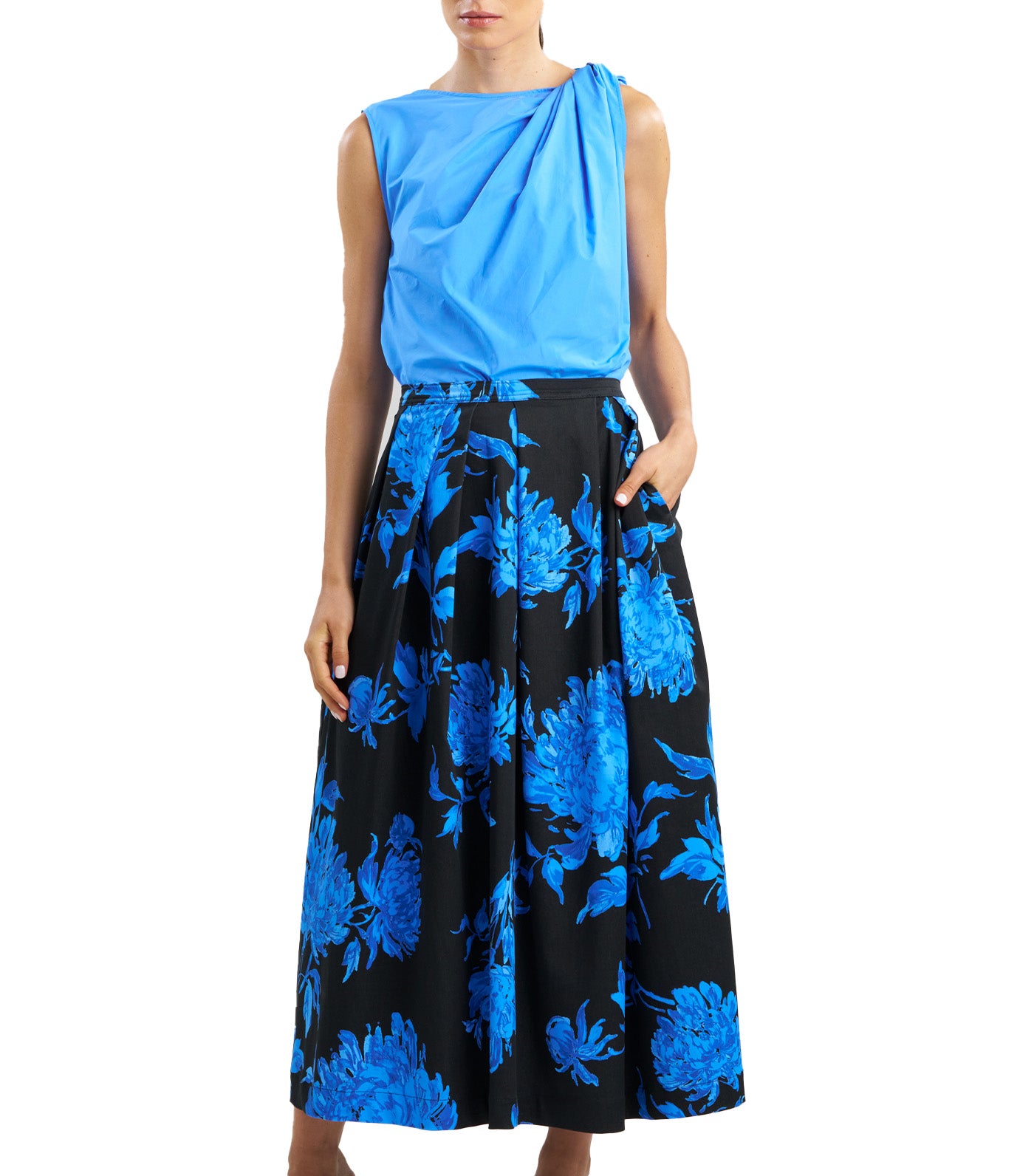 Miyako Printed Cotton Chino Maxi Skirt