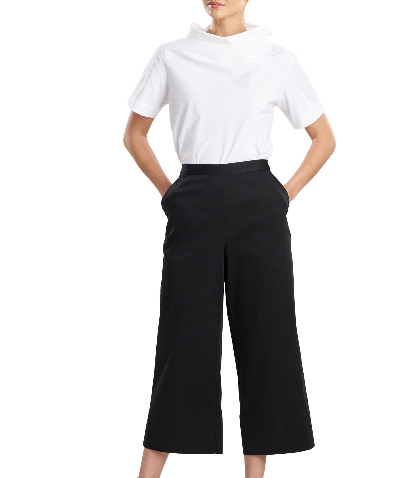 Cotton Chino Pull On Cropped Pants