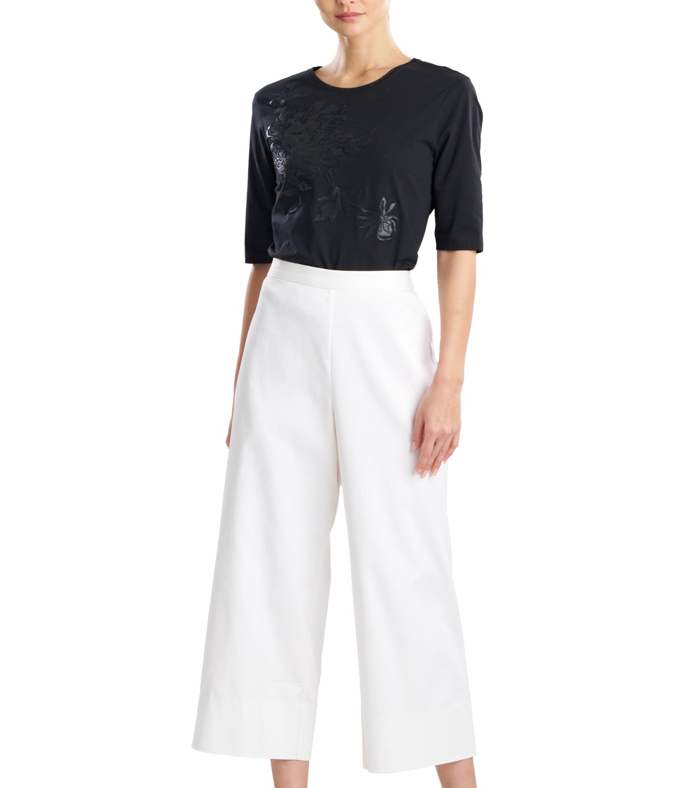 Cotton Chino Pull On Cropped Pants