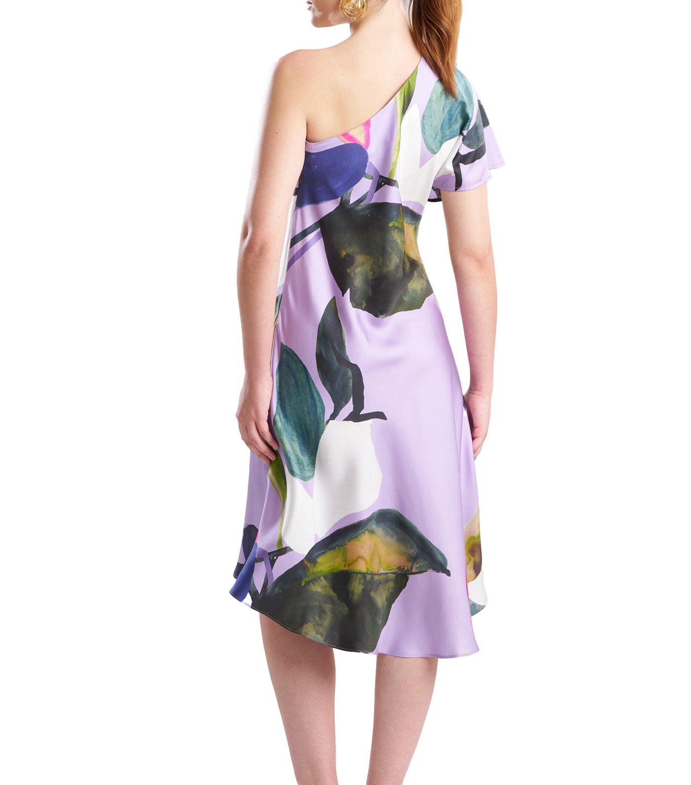 Yoru Silk Twill One Shoulder Dress Deep Orchid