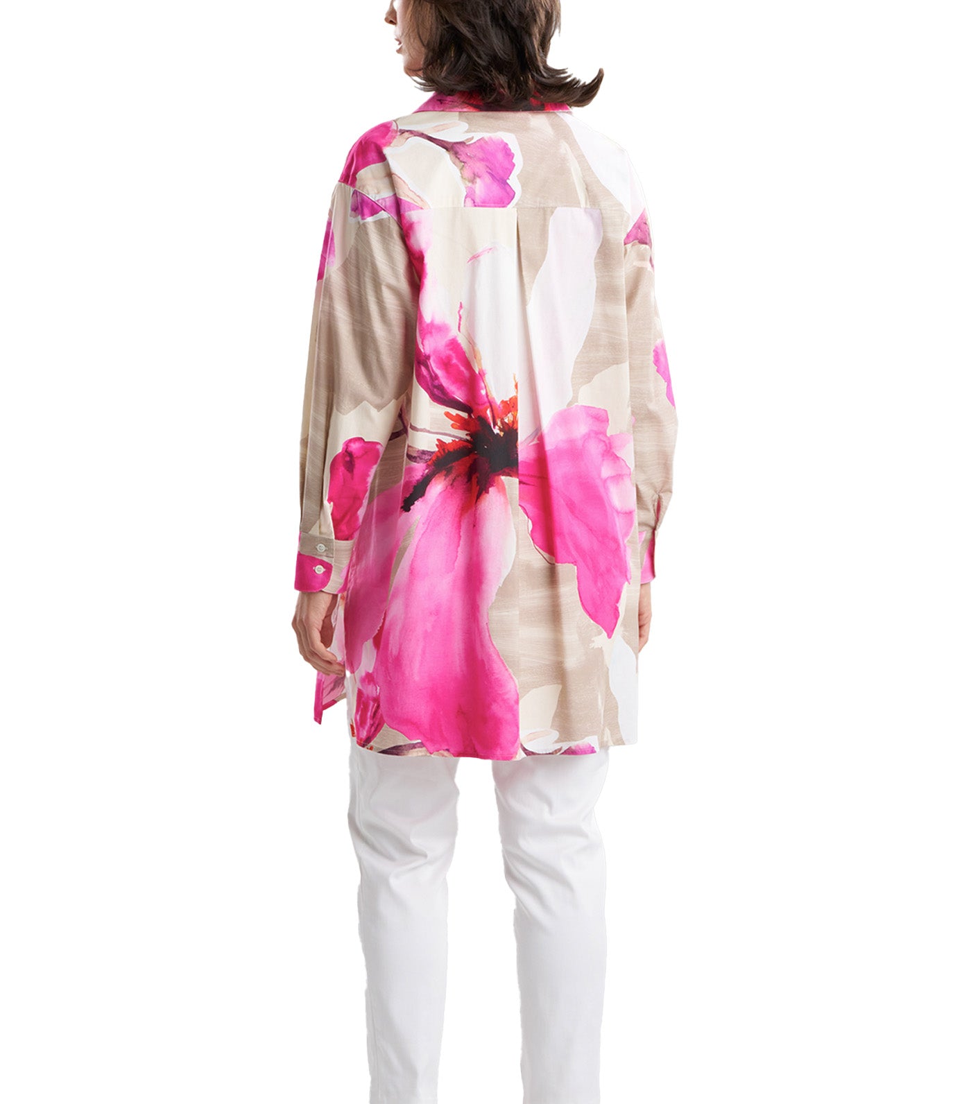 Natori Ready-To-Wear Orchid Cotton Poplin Oversized Button Down Shirt Fresh Pink