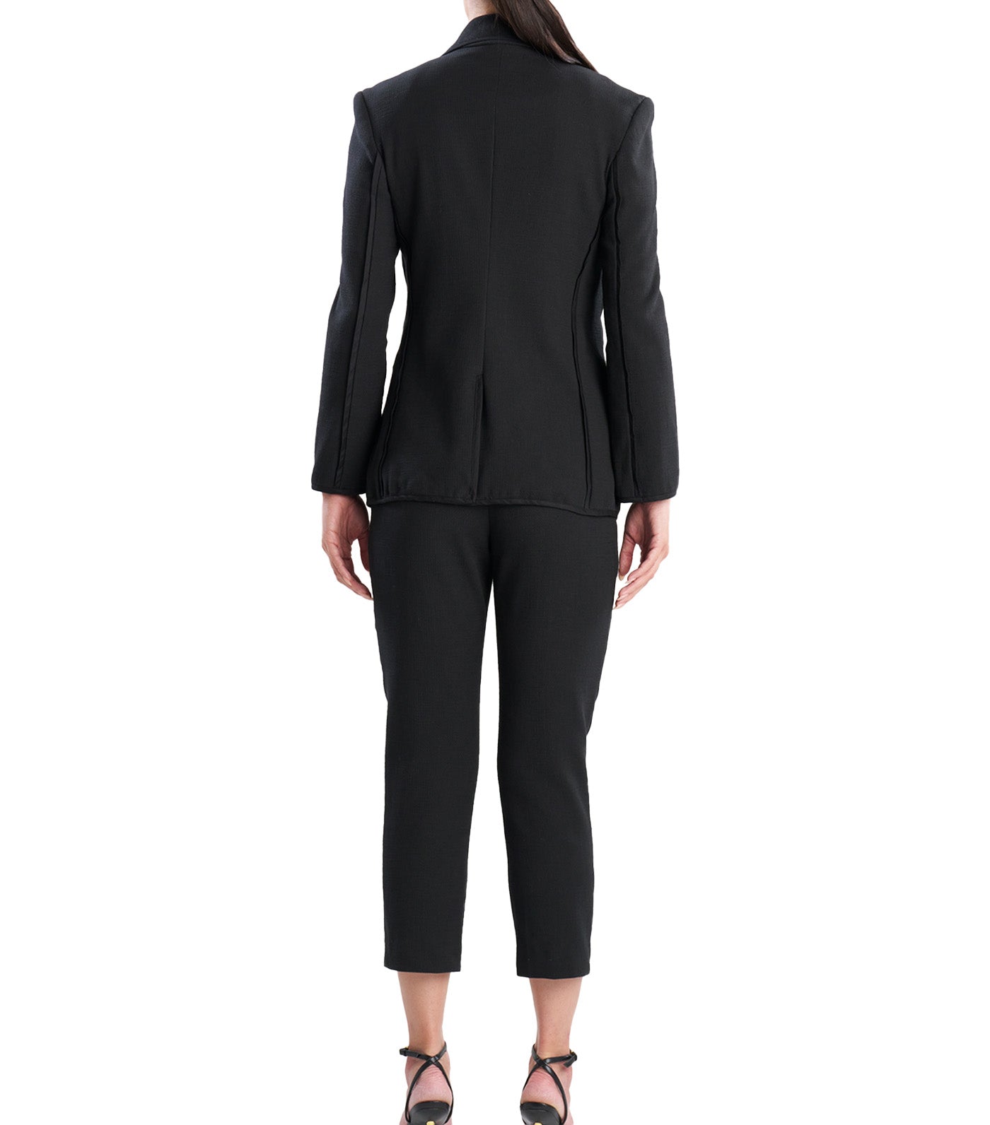Natori Ready-To-Wear Stretch Basketweave Cotton Slit Cuffed Jacket Black