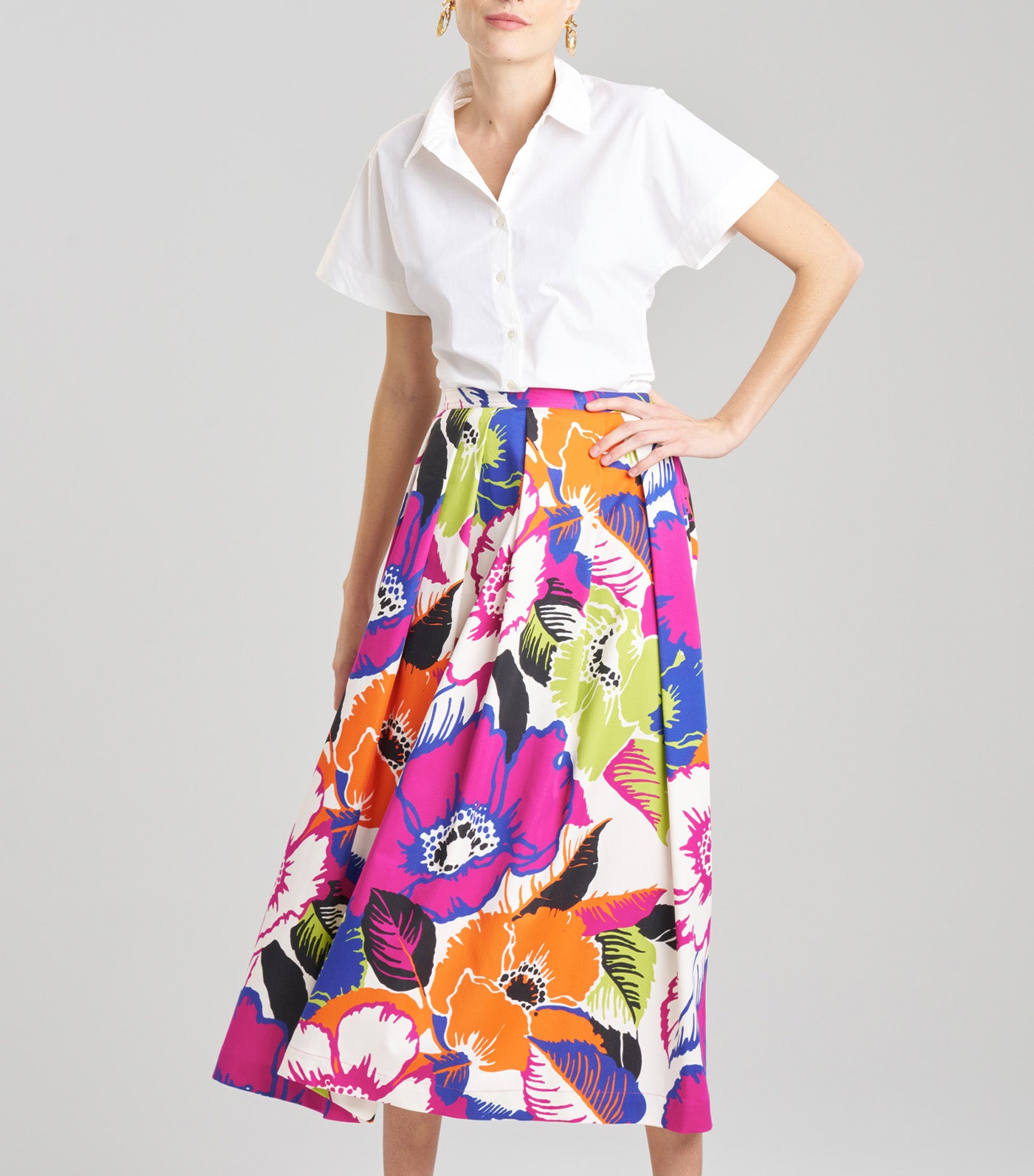 Cote D'Azur Cotton Chino Maxi Skirt Multi