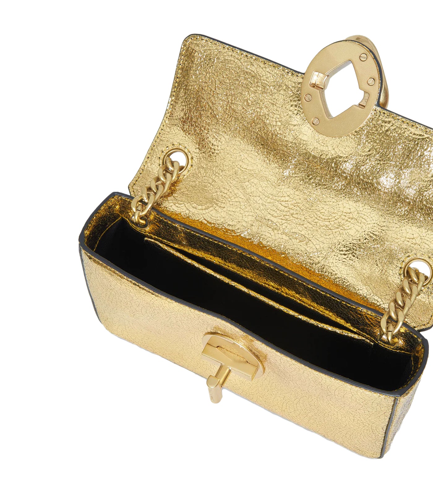 Small gold store shoulder bag