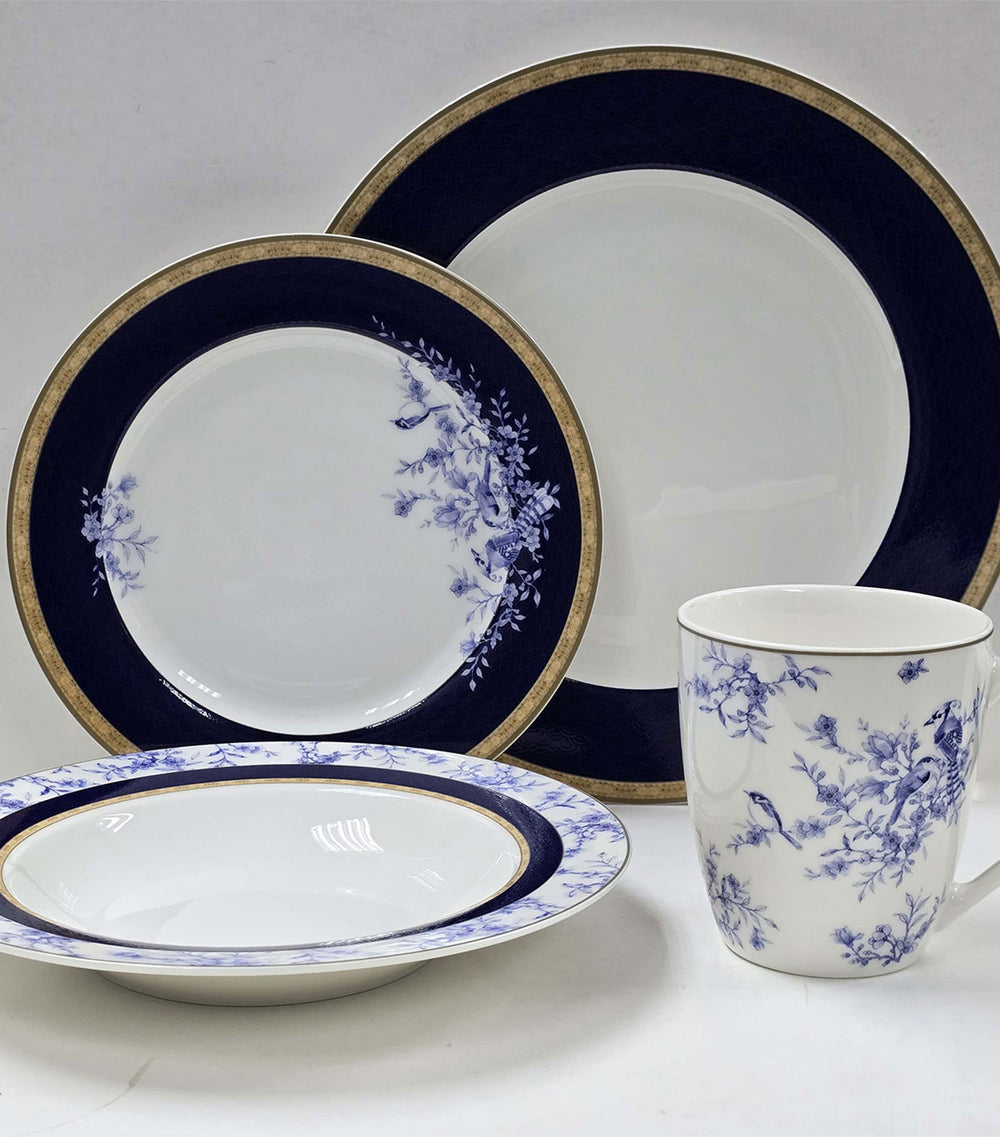 Multiple Choice 16-Piece New Bone Dinner Set Renaissance Blue | Rustan's