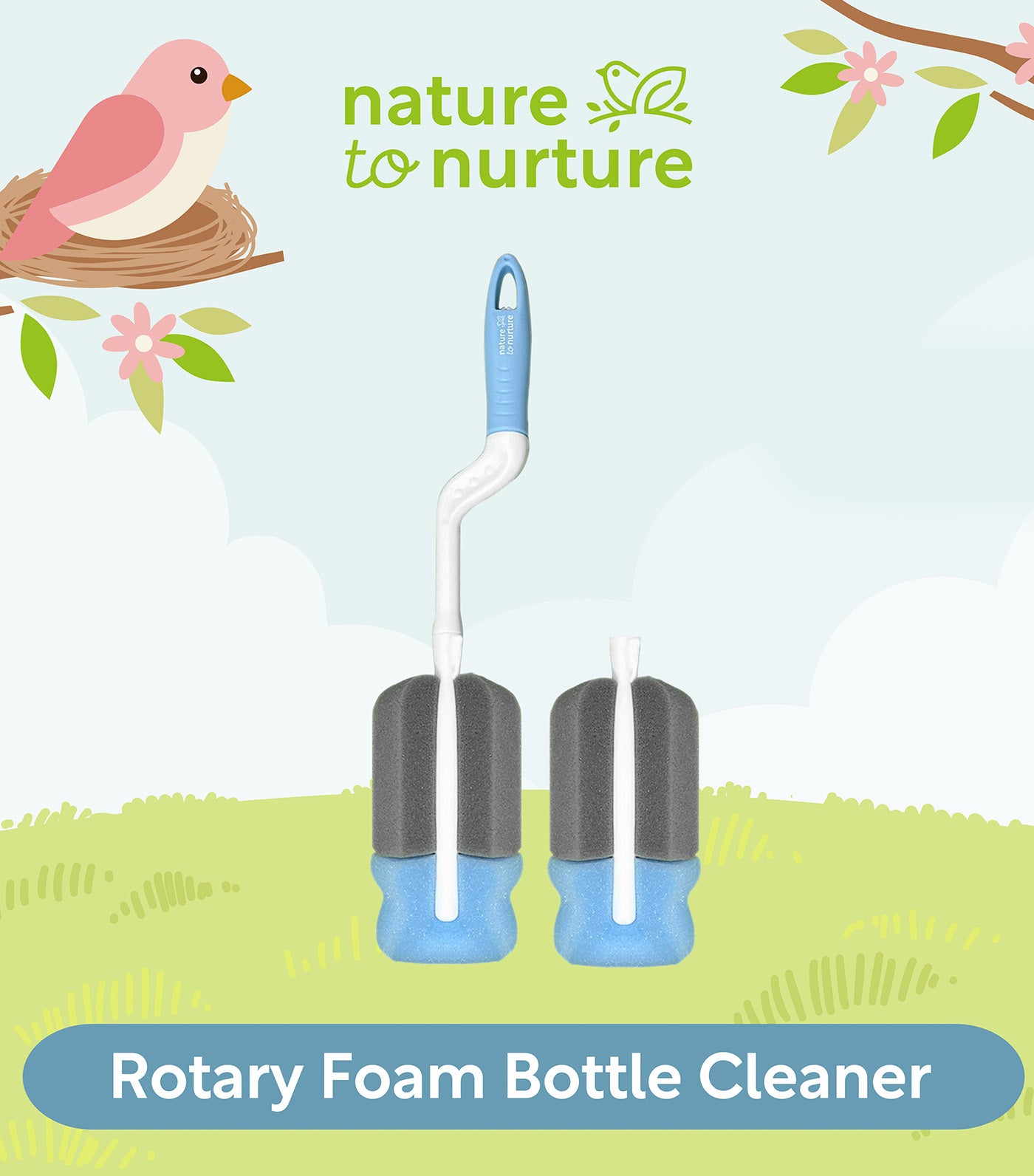 Rotary Foam Bottle Cleaner Blue