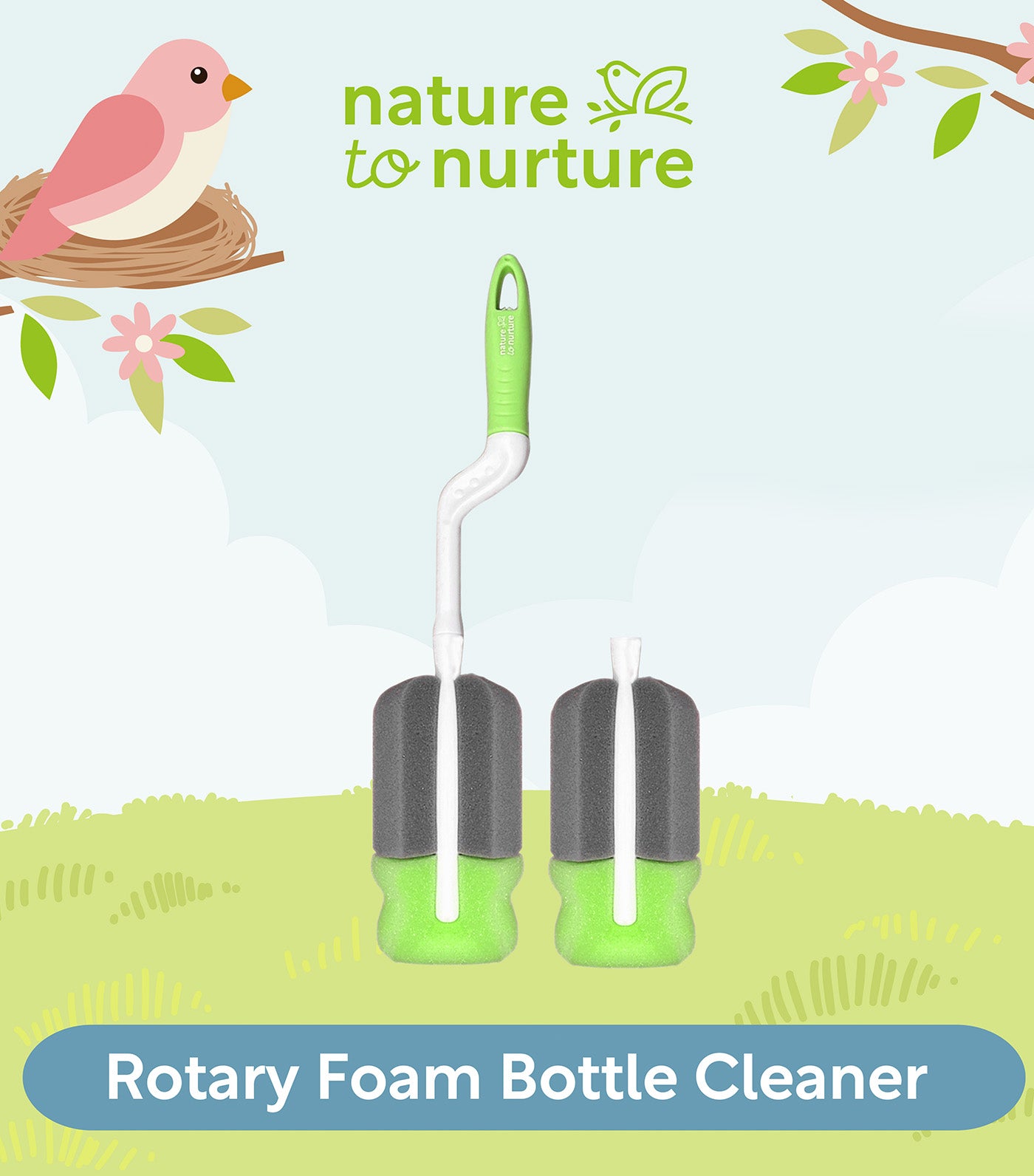 Rotary Foam Bottle Cleaner Green