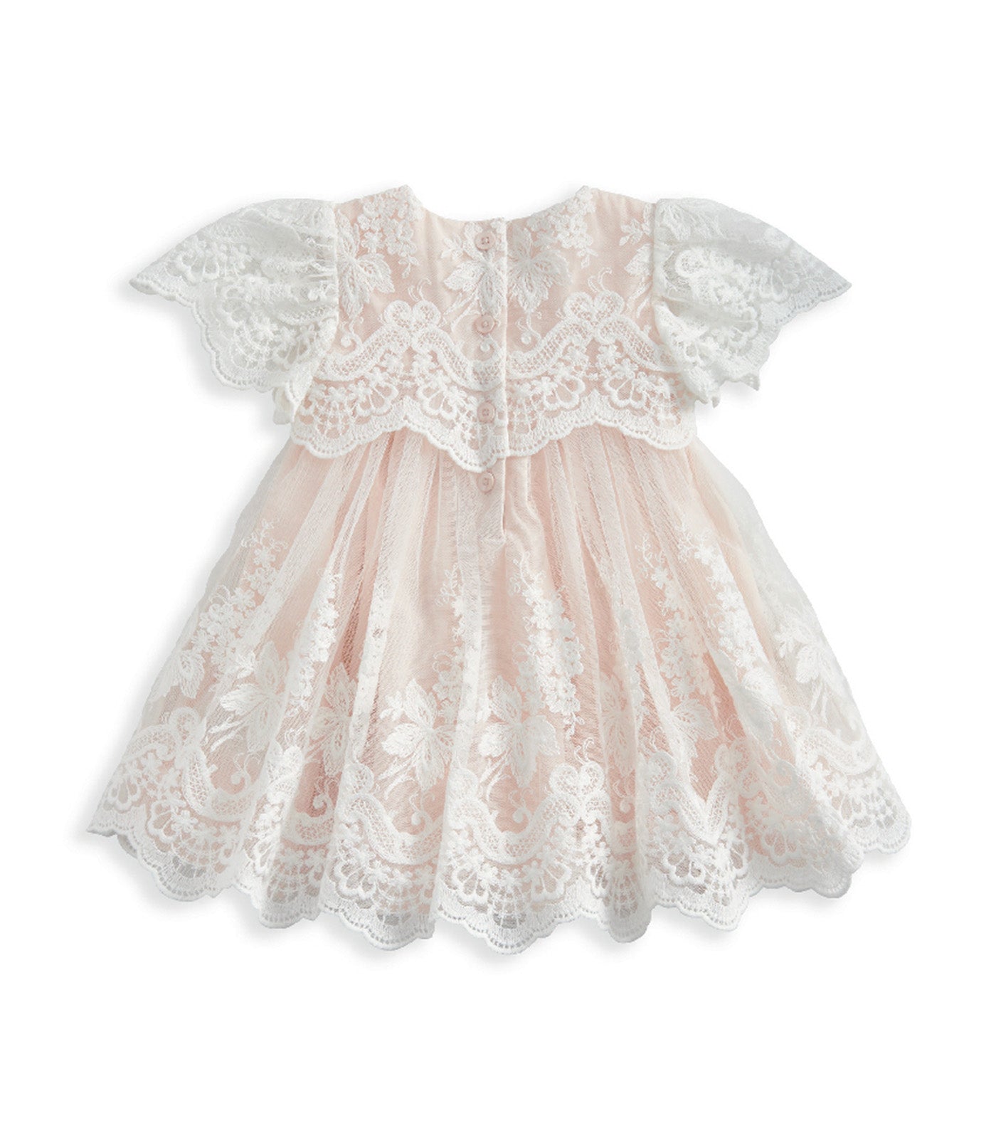 Lace Frill Sleeve Dress White