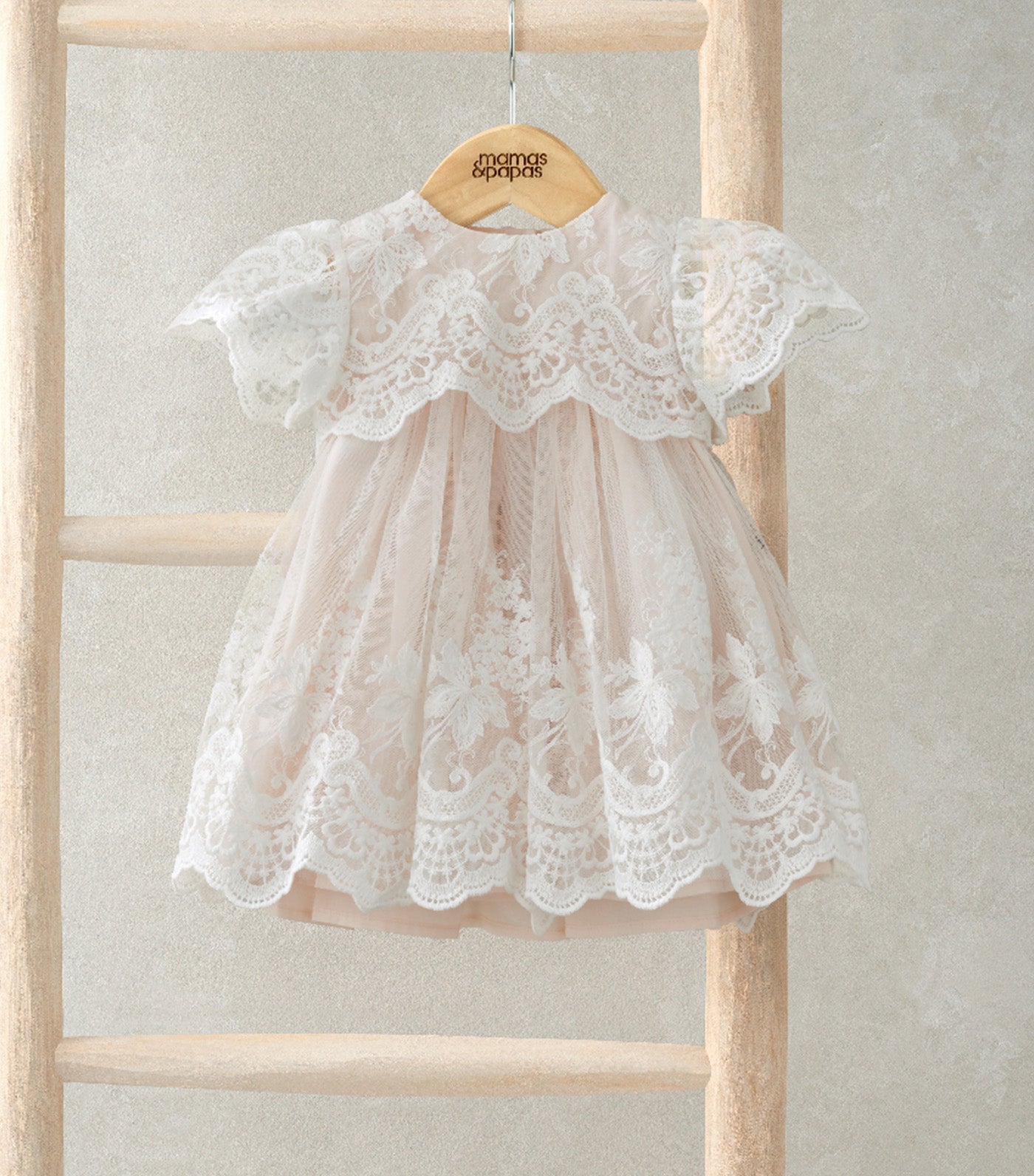 Lace Frill Sleeve Dress White