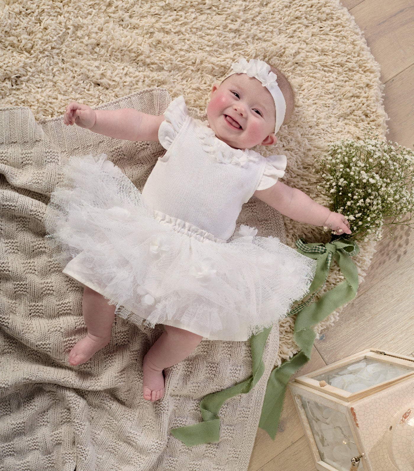3D Flower Corsage Headband White