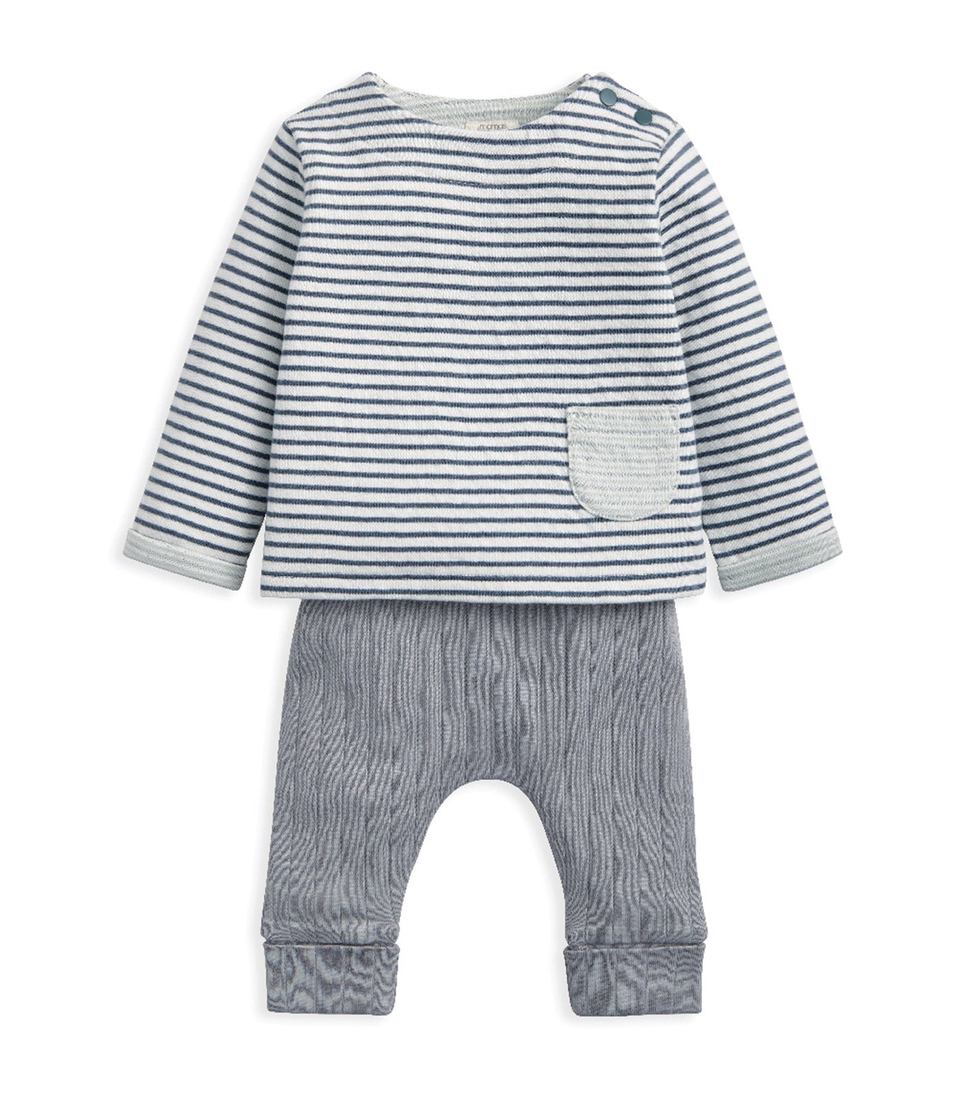 Set of 2 Striped Top & Rib Leggings Blue