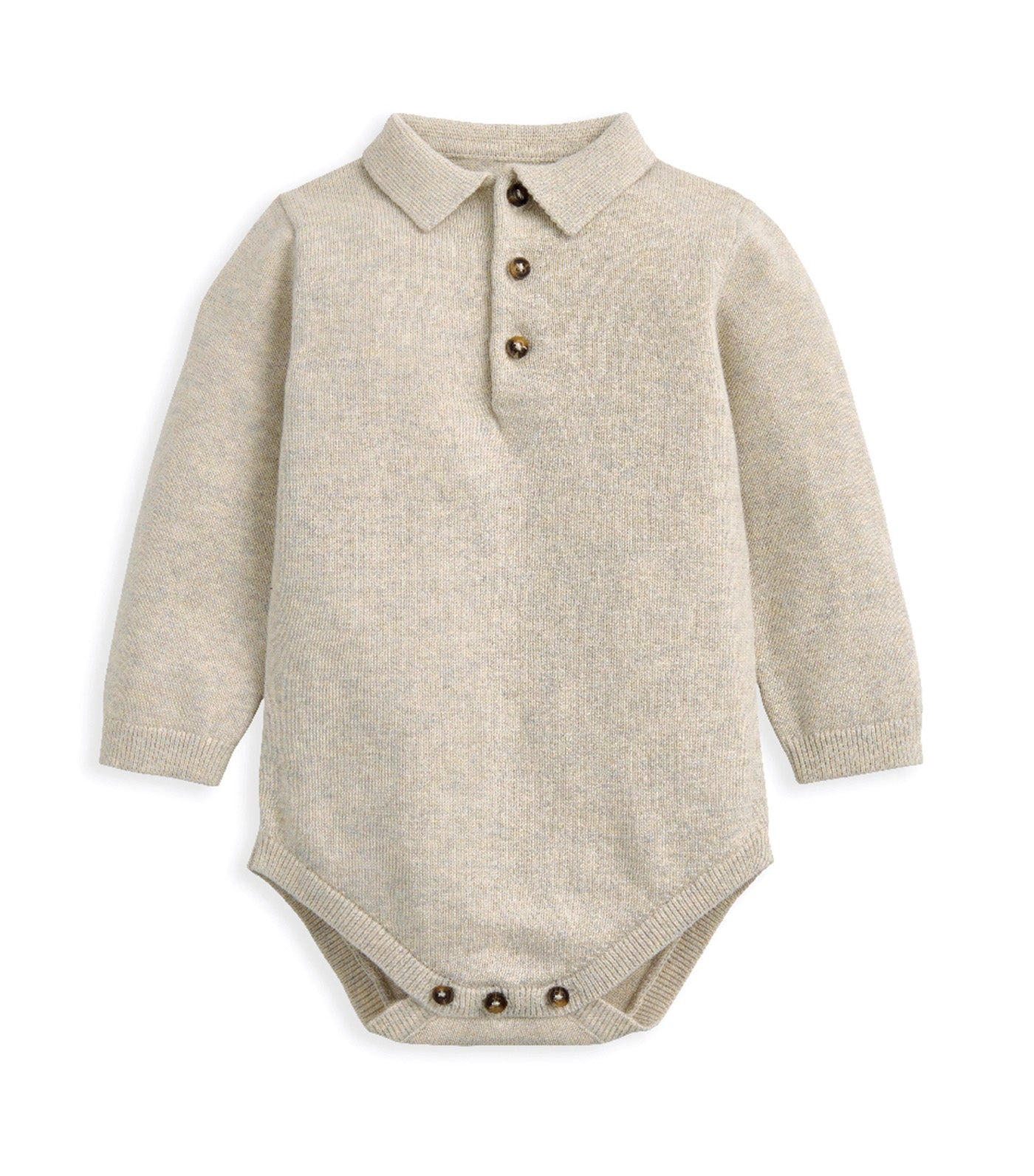Knit Polo Bodysuit & Bottoms Set of 2 Oatmeal