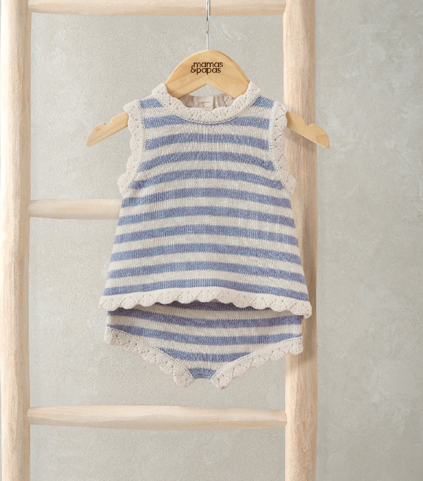 2pc Stripe Polo Set Blue
