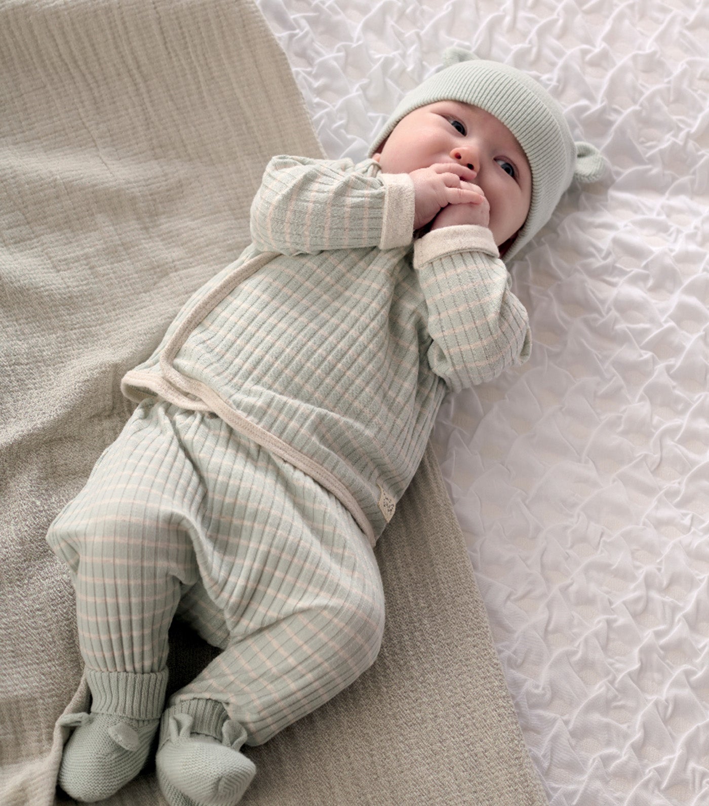 Knit Hat and Bootie Set Blue